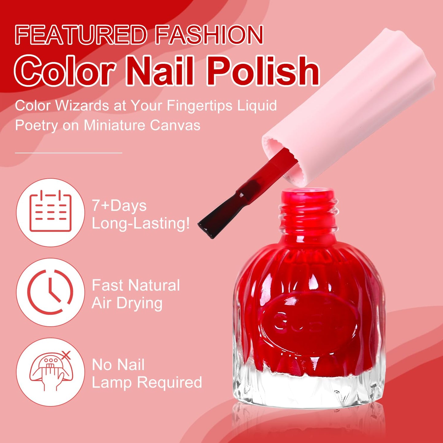 Major Dijit Quick Air Dry Nail Polish FireBrick Regular Nail Polish Non UV Gel Hema 0.34 fl oz.