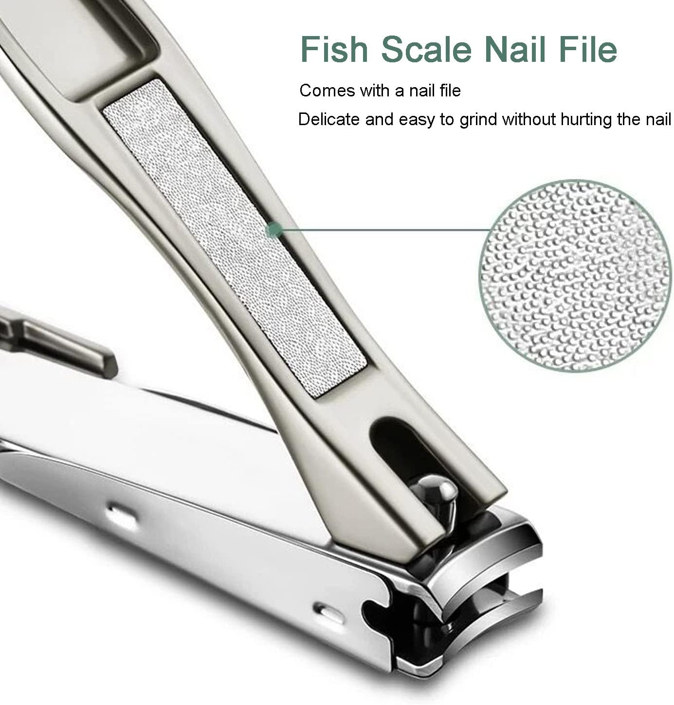 Nail Clippers with Catcher for Thick Toenails and Fingernail, Professional Sharp Nail Clippers for Men and Women Grey