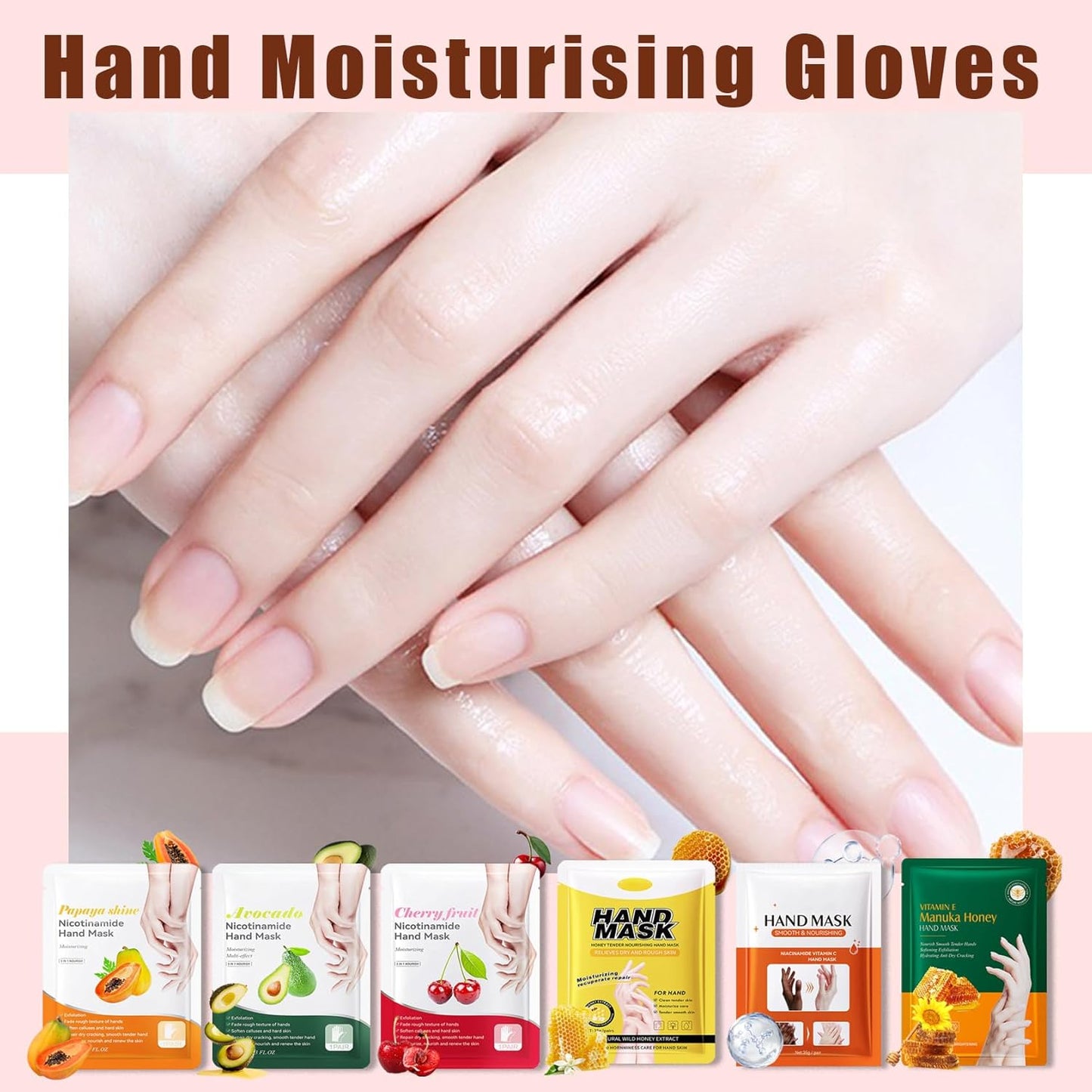 12PCS Hand Mask for Dry Cracked Hands,Nourishing Moisturizing Gloves,Hands Moisturizer for Deep Moisturizing,Silky Smooth Gloves,Hand Care Mask Set(B)