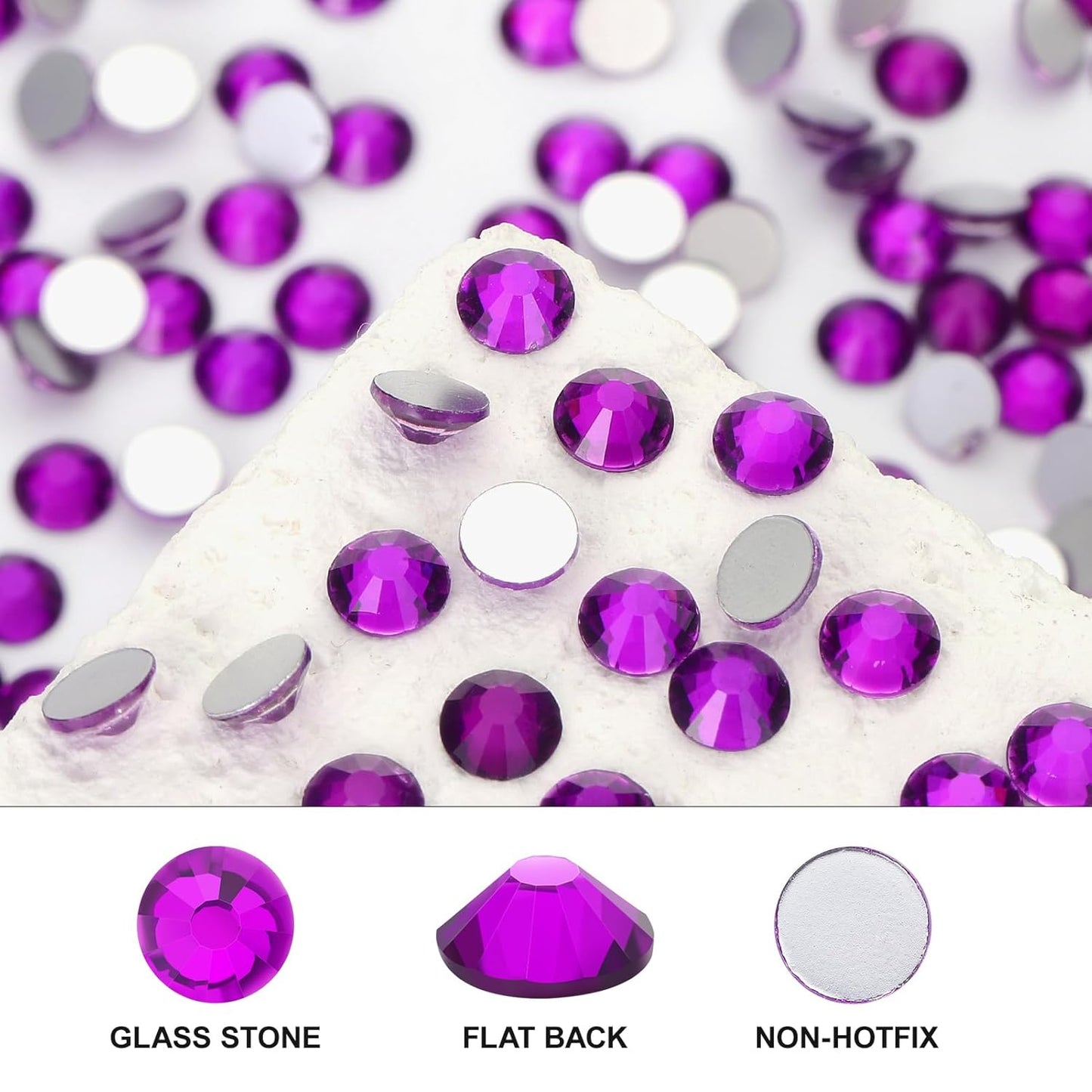 Novani 576 Pieces Flatback Rhinestones Glass Round Gems Violet Crystals for Nail Art DIY Crafts Clothes Shoes,SS30,6.4-6.6mm