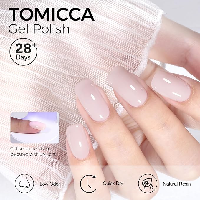 TOMICCA Light Nude Gel Nail Polish - Neutral DIY Manicure Salon Art