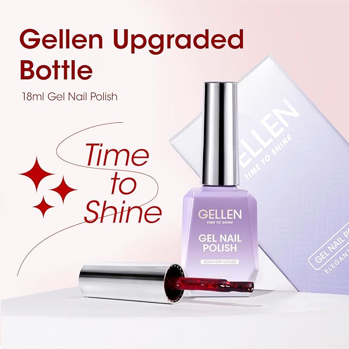 Gellen Red Glitter Gel Polish, 18ml Cherry Red Gel Nail Polish for Salon DIY, Soak off U V LED Cured Art Nail Polish, Color No.376