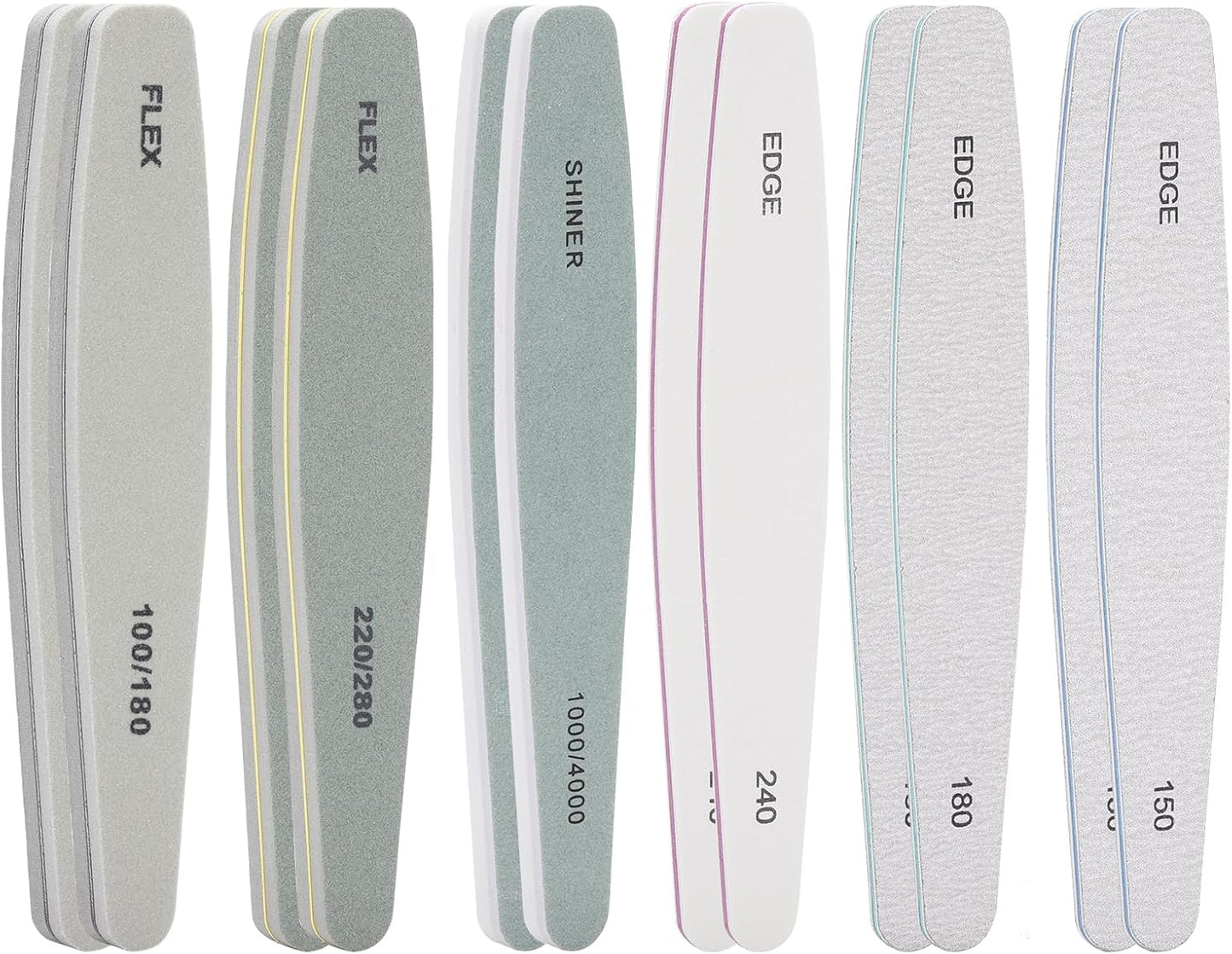 BTYMS 12 Pcs Nail Files and Buffers for Acrylic Nails and Natural Nails, 150,180, 240, 100/180,220/280, 1000/4000 Grits
