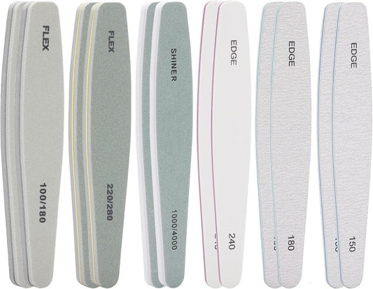 BTYMS 12 Pcs Nail Files and Buffers for Acrylic Nails and Natural Nails, 150,180, 240, 100/180,220/280, 1000/4000 Grits