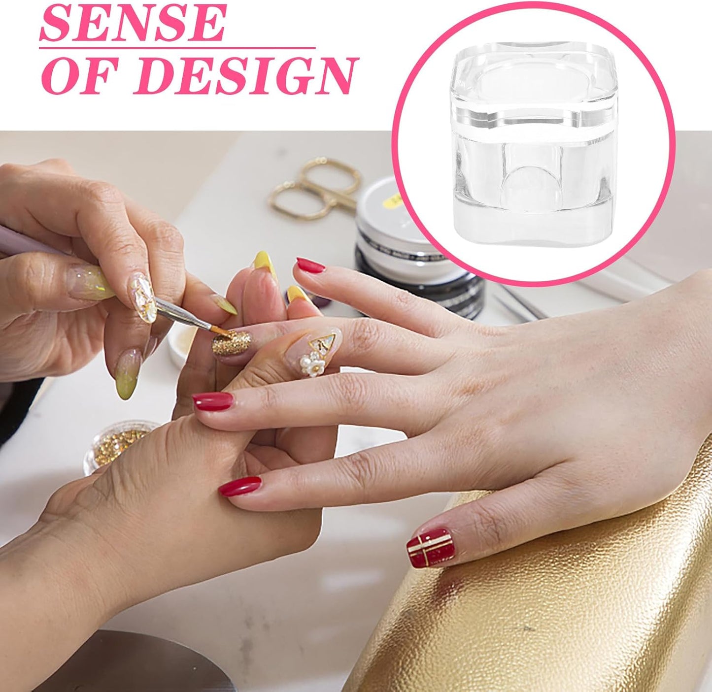Crystal Dappen Dish with Lid 2.16In Square Anti-Collision Nail Art Soaking Bowl for Acrylic Nails and Gel Polish Remover Manicure Tool