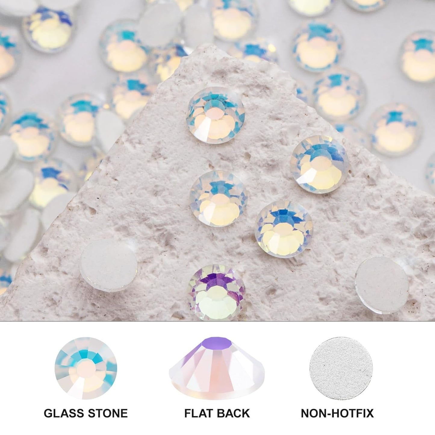 Novani 3000 Pieces Flatback Rhinestones Glass Round Gems F-White Crystals for Nail Art DIY Crafts Clothes Shoes,SS8,2.3-2.5mm