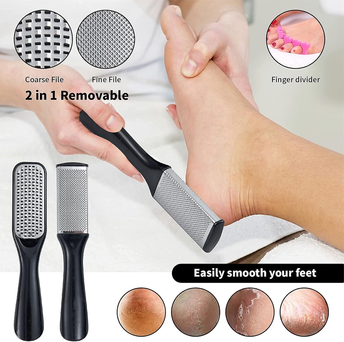 31Pcs Foot & Hand File Pedicure Tools Kit for Dead Skin Remove, Nail Maintain with Cleaning Storage Box for Men Women Salon or Home Best Gift