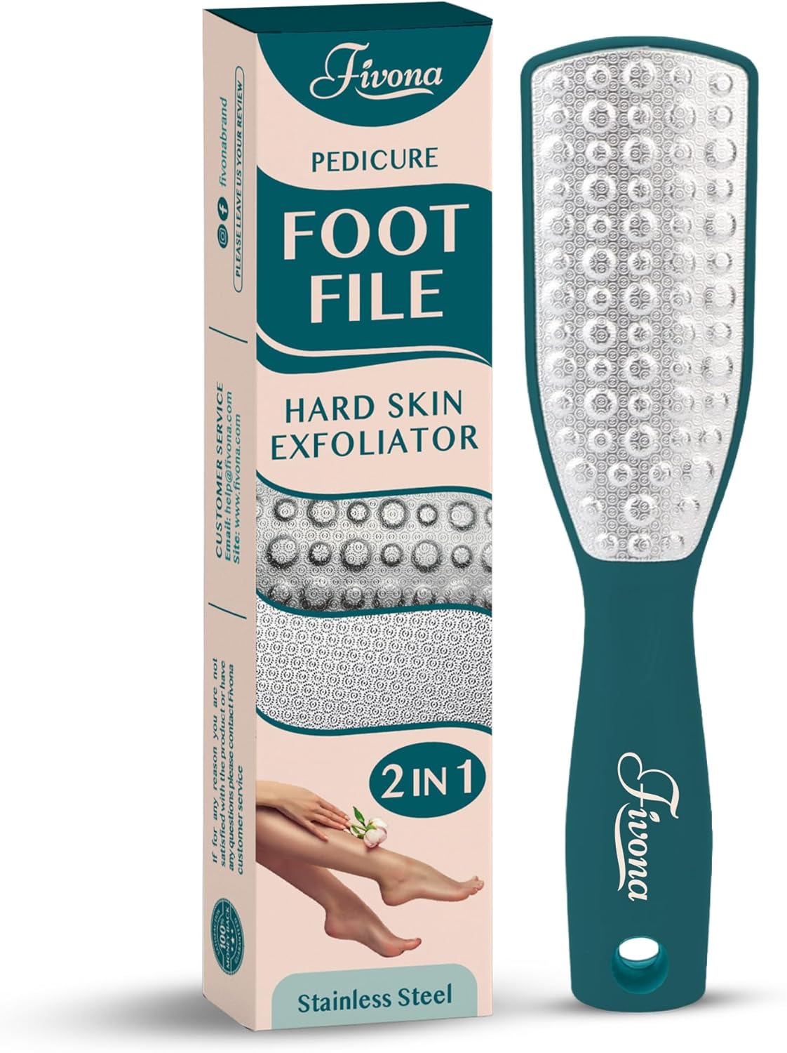 Fivona Professional Foot File - Callus Remover for Feet, Double Sided Foot Rasp for Dry Heels, Foot Scrubber Dead Skin Remover, Corn Removal for Feet