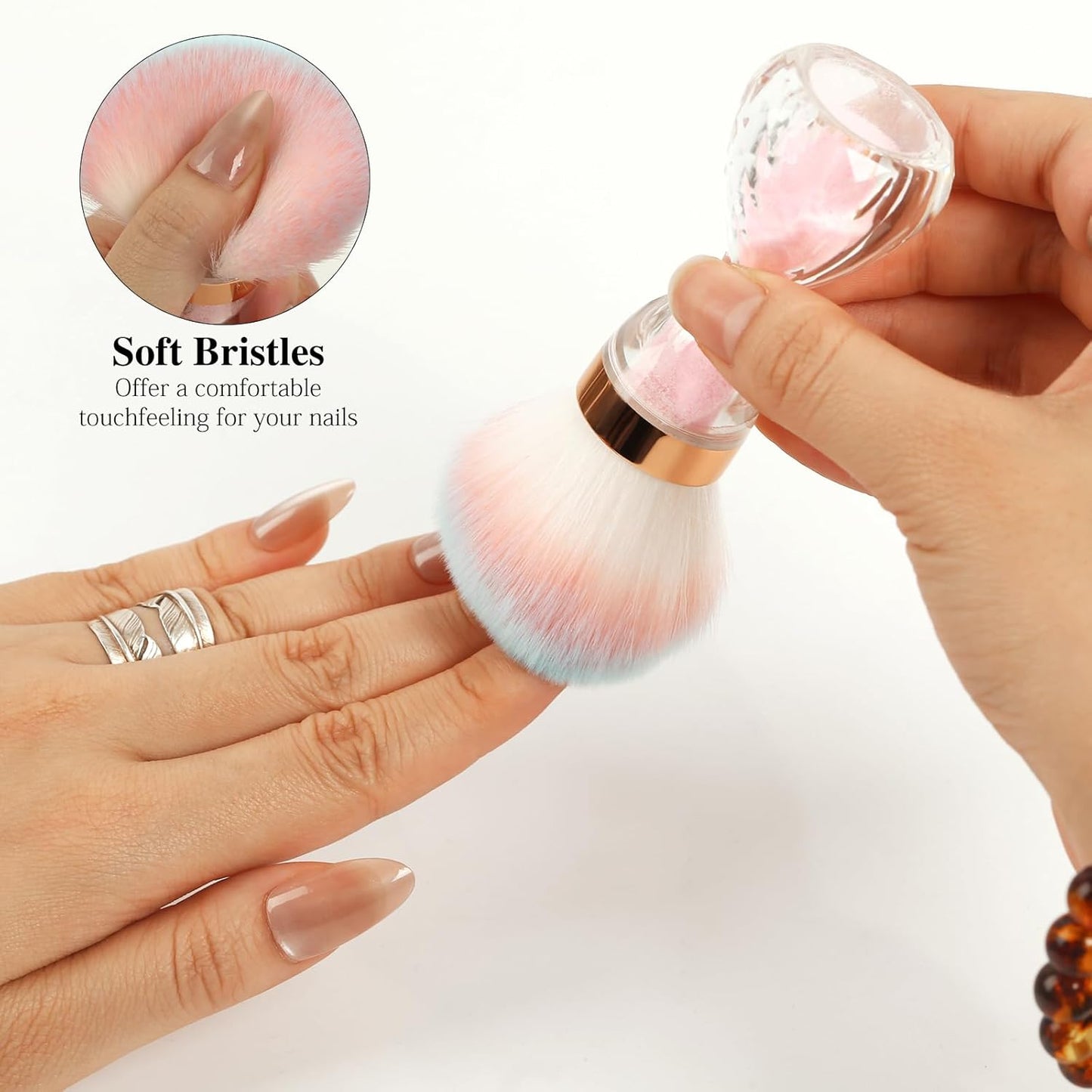 Nail Dust Brush for Acrylic Nails,Soft Brush Nail Art Dust Powder Remover Brushes,Manicure Brush Clean Up Tools for Home Use or Salon Nail Art Brush(Hourglass Pink)