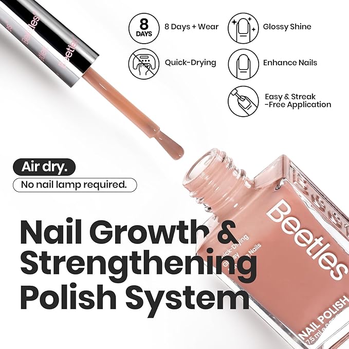 Beetles Jelly Nail Polish Set P186,6 Colors Burgundy Pink Nude Quick Dry Nail Polish Fingernail Fast Drying & Long Lasting Nail Strengthener Polish for Christmas