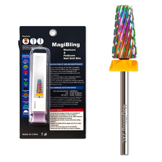 Professional 5 in 1 Tapered Nail Drill Bits, 3/32'' Safety Tungsten Carbide Bits, Remove Hard Gel Fast, Left & Right Hand Use, Easy for Beginner, Technicians Bits, Double Coarse.