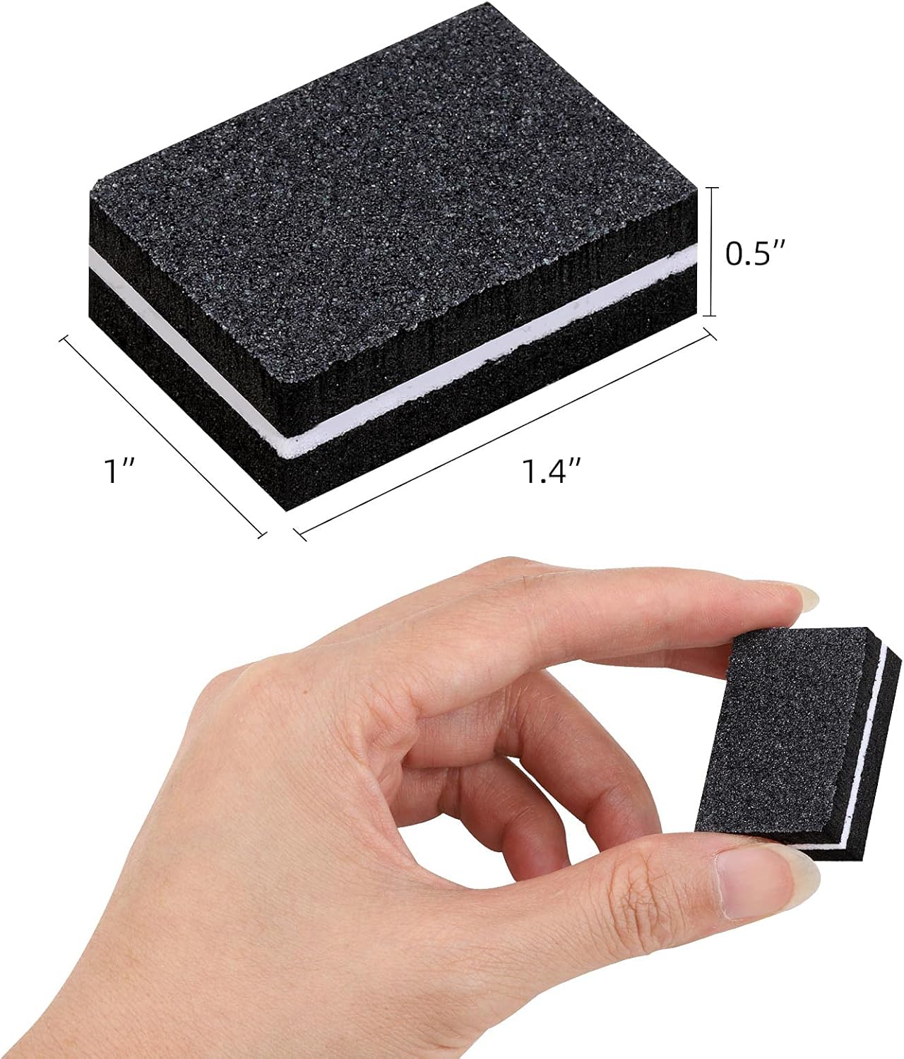 100 Pcs Mini Buffers for Nails 180/100 Grit Buffer for Acrylic Nails for Nail Care(Black)