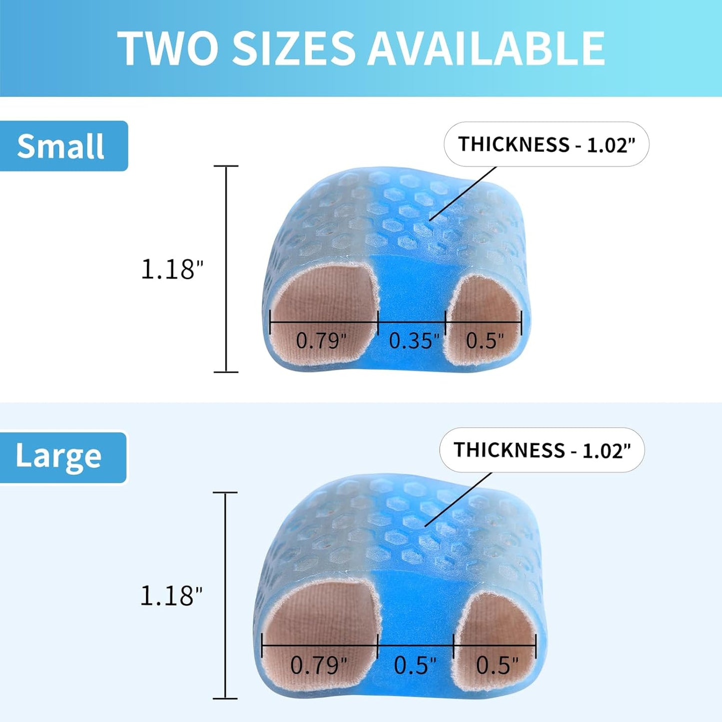 Toe Separator for Women and Men, Bunion Corrector for Big Toe, 4 Pcs Toe Spacer for Bunions, Overlaps, Deformed Toes - Blue Large