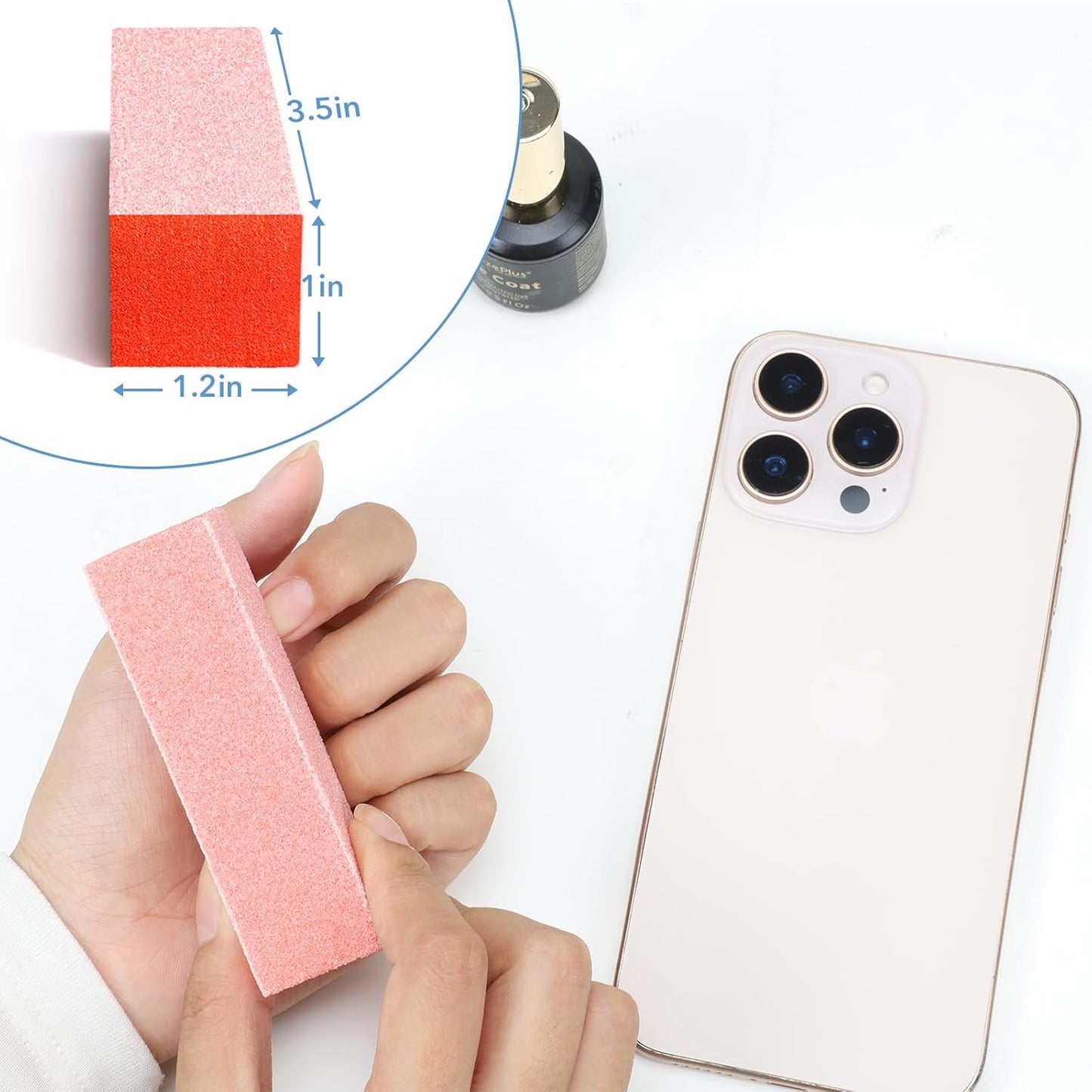 Nail Buffers, 10pcs Buffering Block 3 Way Coarse Grit 60/60/60, 3.5" Long, Pre Application Buff for Acrylic Nail Gel Polish Nail, Pedicure, Manicure, Orange