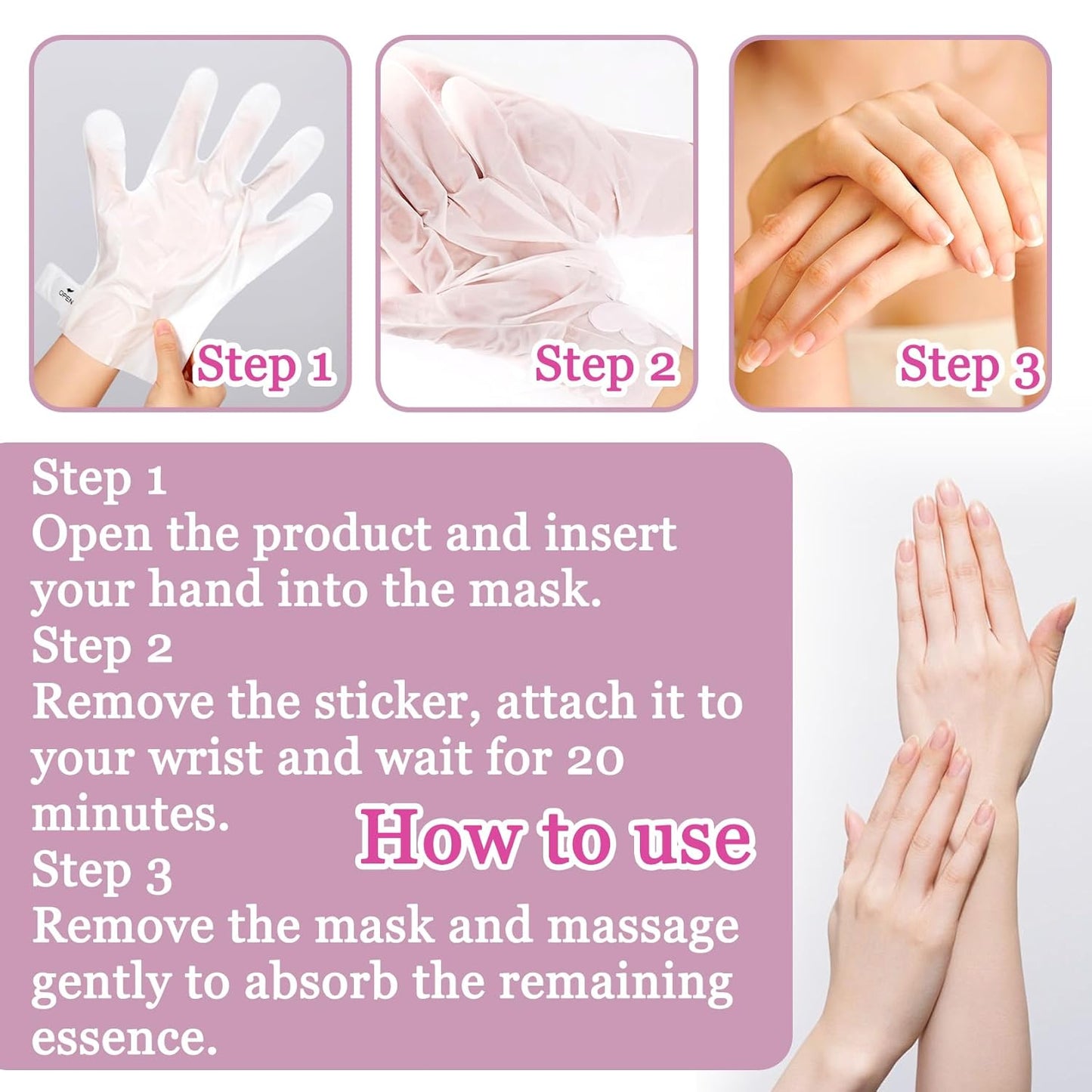 Hydrating Hand Masks, 6PCS Hand Mask Moisturizing Gloves for Men Women, Smooth Long Lasting Soft Exfoliating Hand Peeling Spa Mask Moisturizer Beauty Gift Set for Dry Cracked Rough Dull Hands（H)