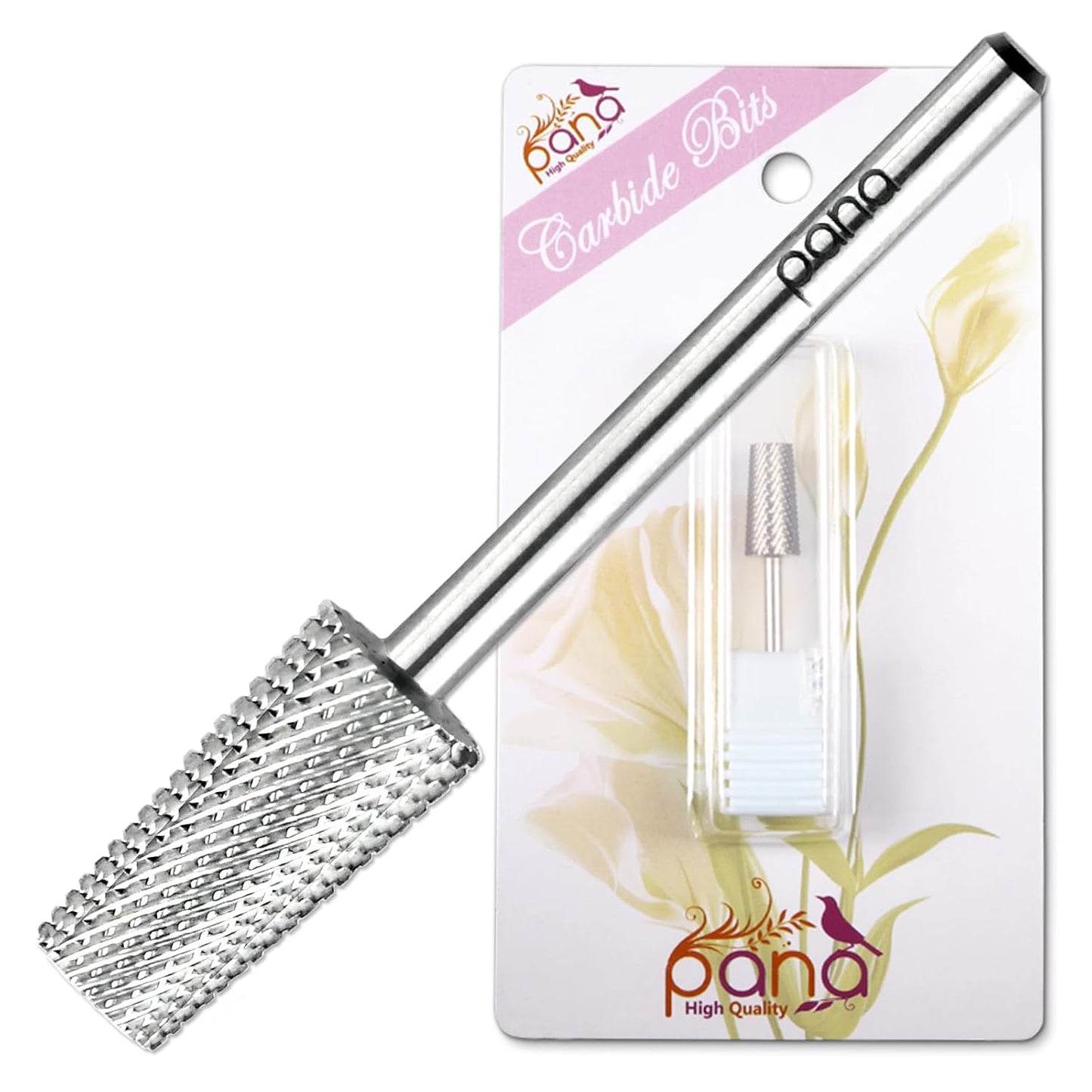 Premium Pana 3/32" Tapered Barrel Carbide Nail Bit -For Electric Dremel Drill Machine, Nail Art Design, Manicure, Pedicure, Nail File, Cuticle Clean etc. (Fine Grit- Silver)