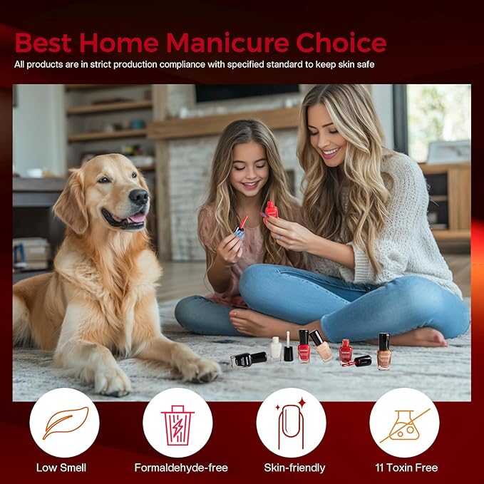 Morovan Nail Polish Set Fingernail: Red Black White Glitter Christmas Bright Nude Gold Nail Polish Kit Shimmer Sparkle Air Quick Dry Nail Pack for Nail Art Manicure 2025 Summer Holiday Gift for Women