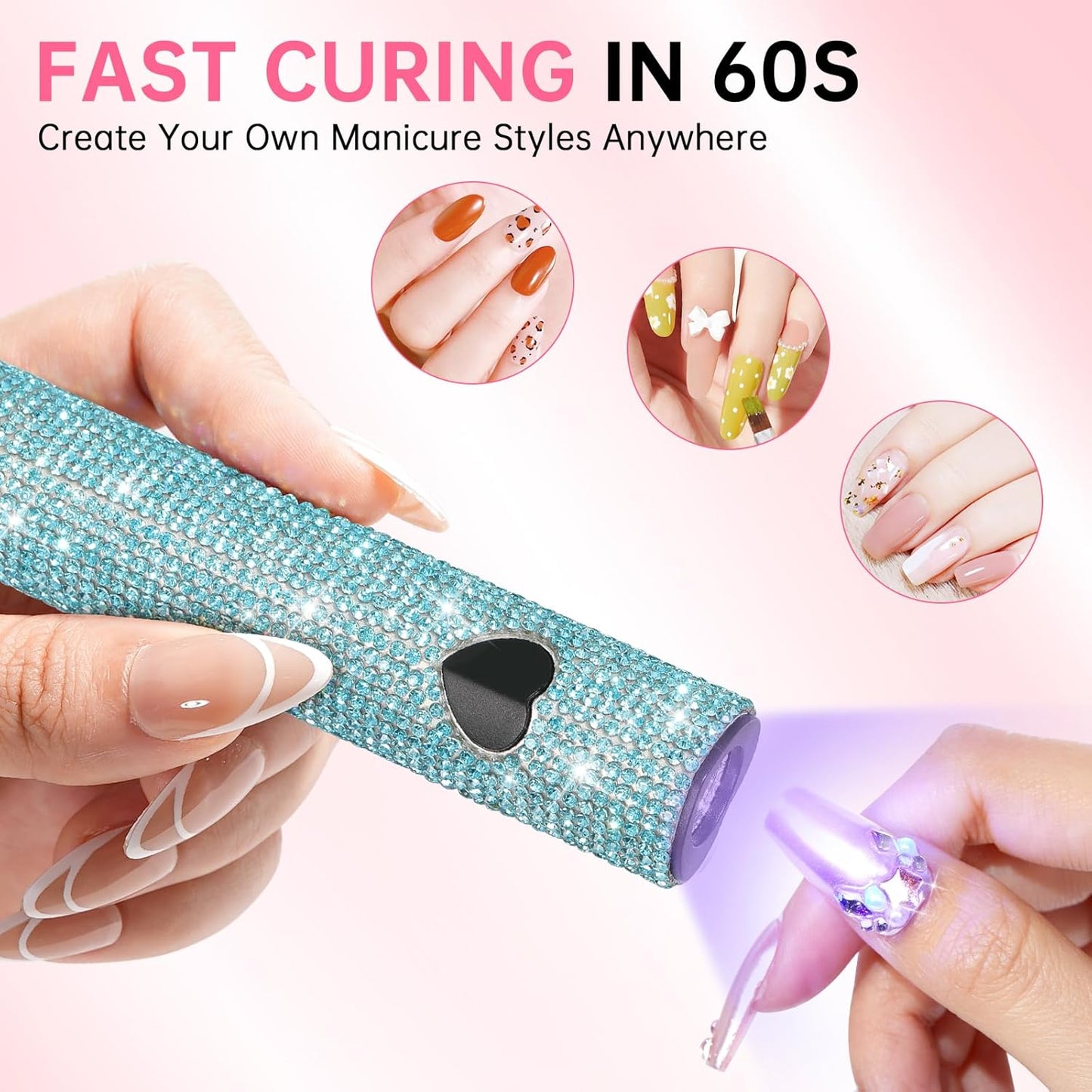 UV Light for Gel Nails, Handheld UV Nail Lamp, Portable LED Nail Lamp, Mini Nail Dryer, USB Nail Light for Fast Curing, Dark Blue