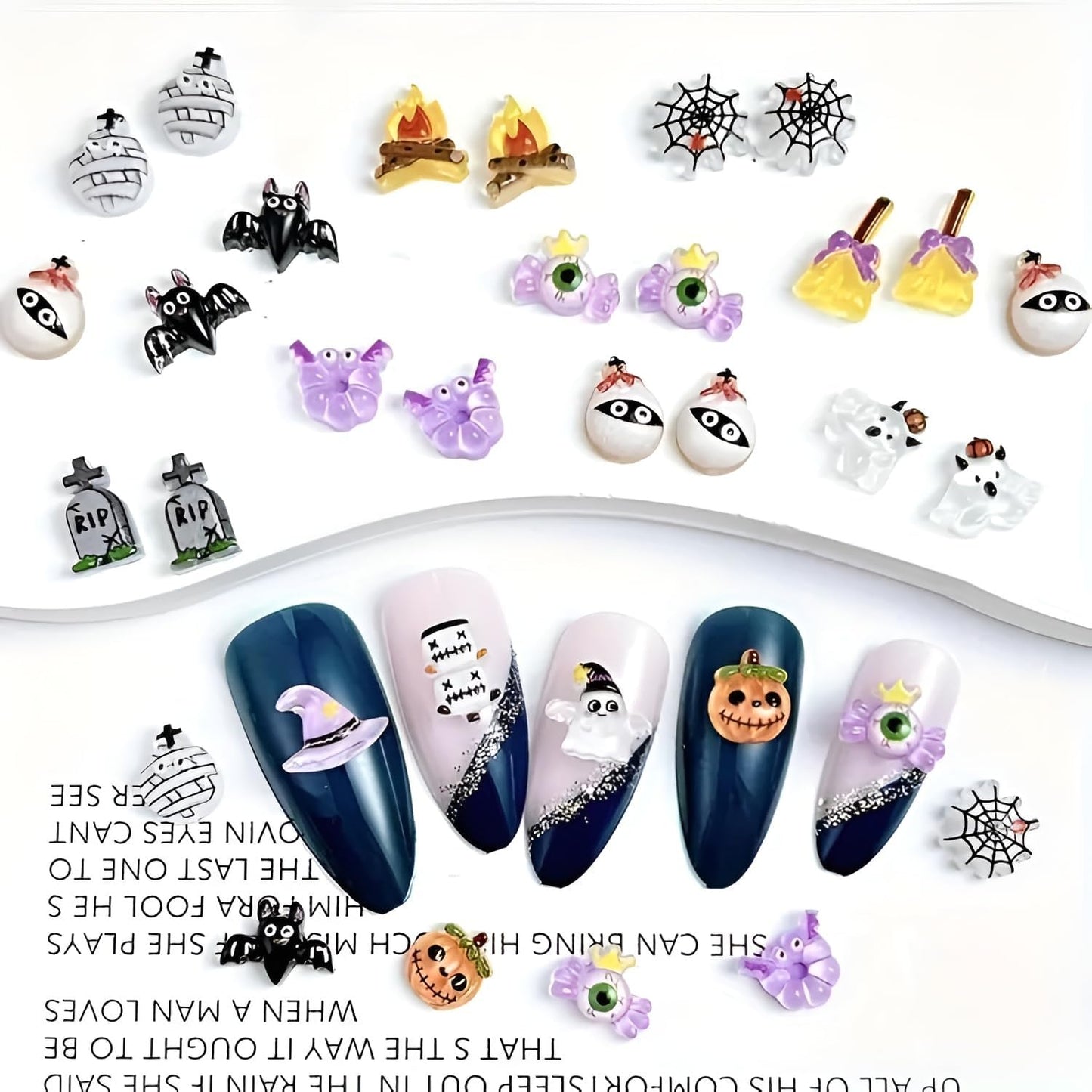 56Pcs Halloween Nail Charms 3D Resin Halloween Nail Art Charms Pumpkin Hat Bat Spider Web Nail Art Supplies for Acrylic Nails Halloween Nail Art Accessories for Women and Girls