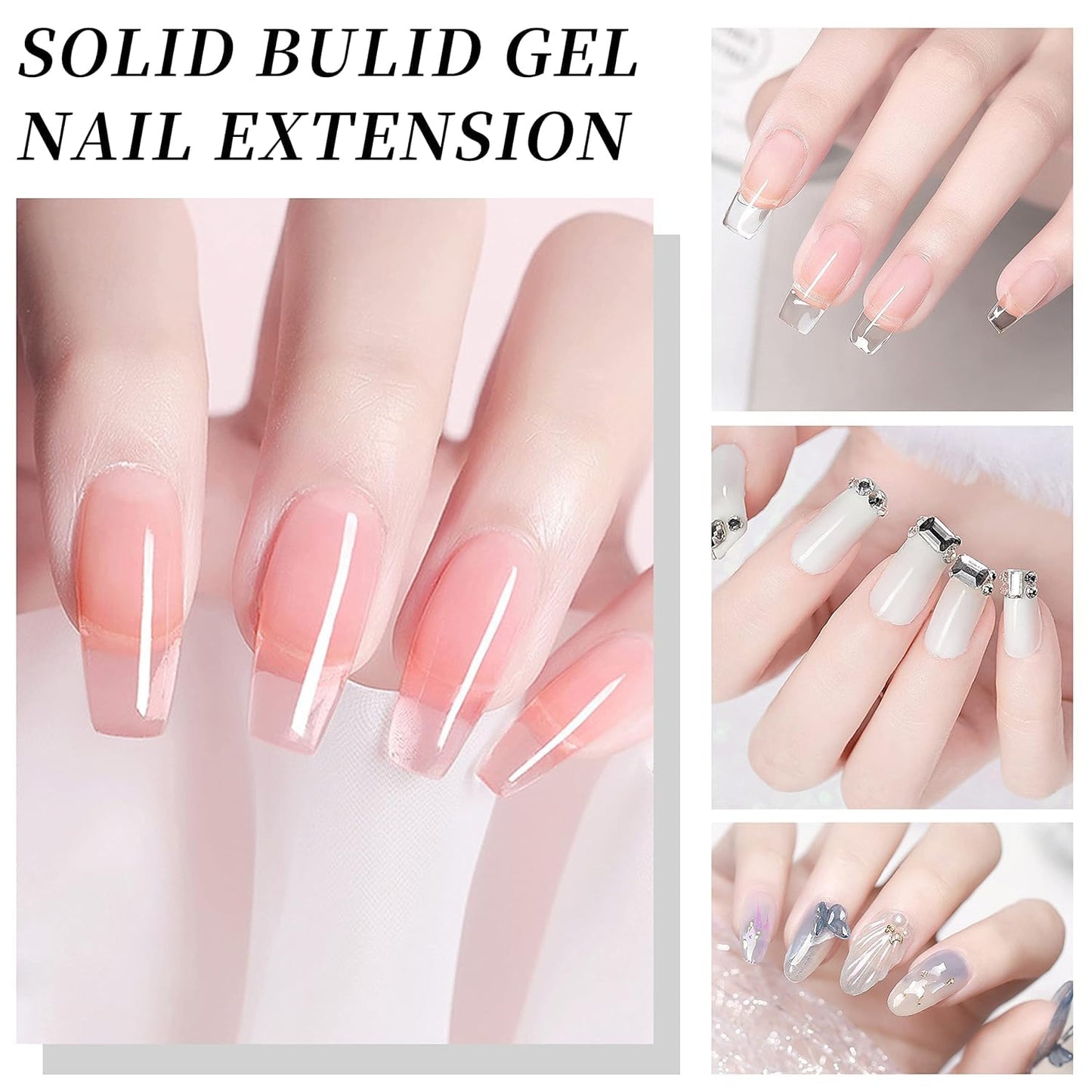 AIJIMEI 4in1 Solid Builder Gel for Nail Extension 4 Colors Solid Nail Sculpture Building Gel Nail Art Manicure Set (4)
