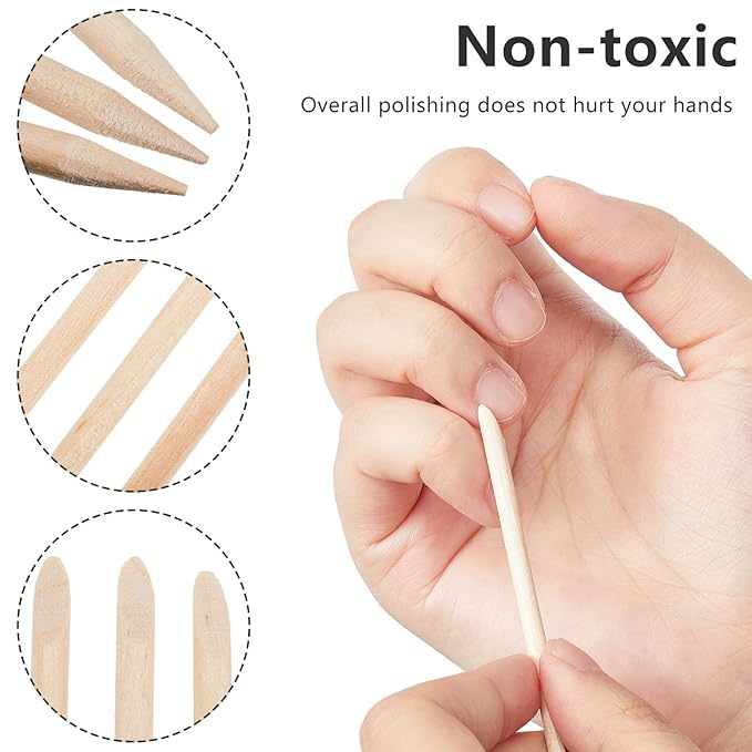 Maitys 500 Pcs Orange Wood Sticks for Nails 4.53 Inch Double Sided Wooden Cuticle Pusher Sticks Disposable Orangewood Nail Stick Manicure Pedicure Tool Wax Stick for Waxing for Home and Salon