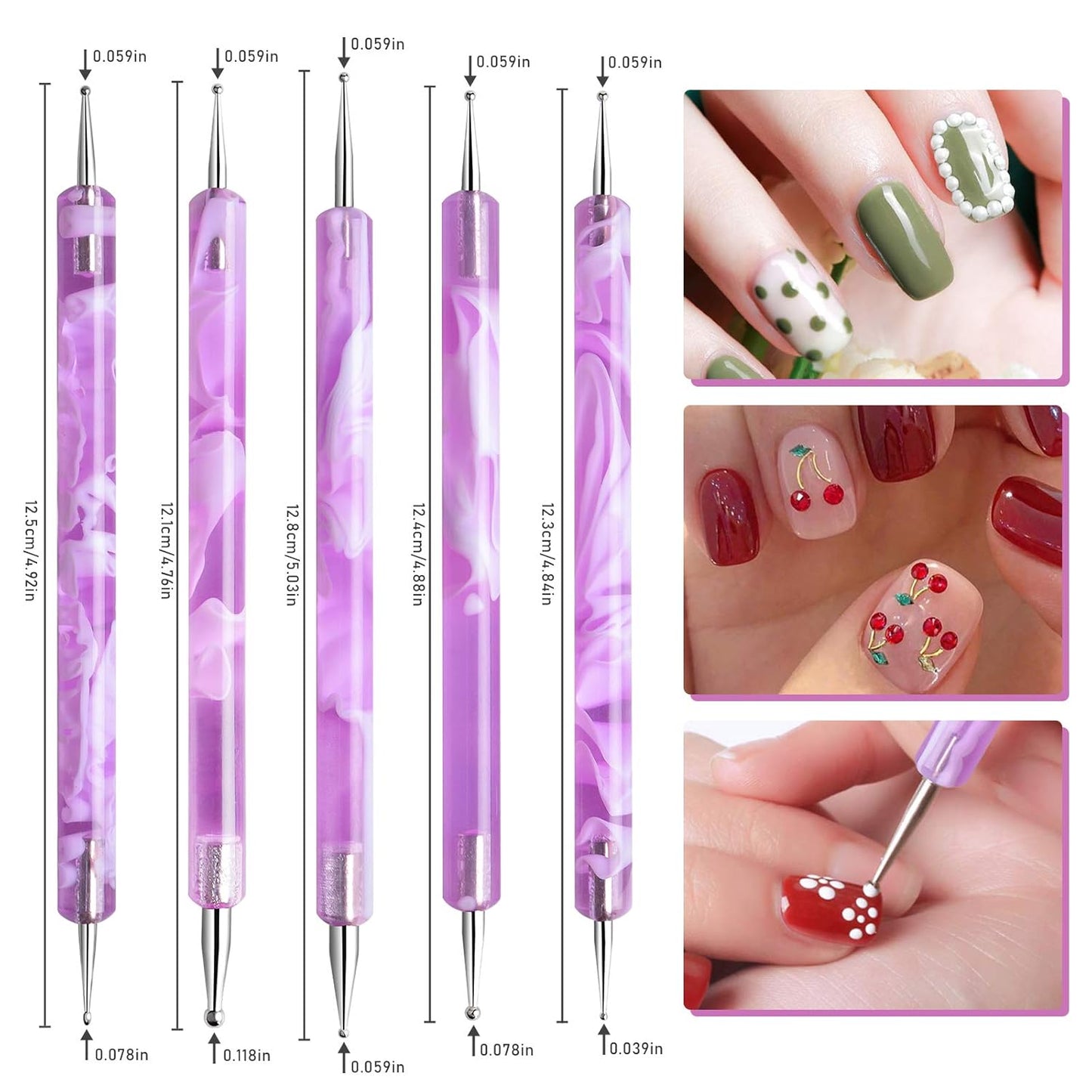 TOROKOM 19 Pcs Nail Art Brushes Acrylic Nail Brush Set for Acrylic Application, UV Gel Nail Polish Brush Nail Art Painting Brush Dotting Tool Nail Dust Remover Brushes for Nail Salon Art Tools(Purple)