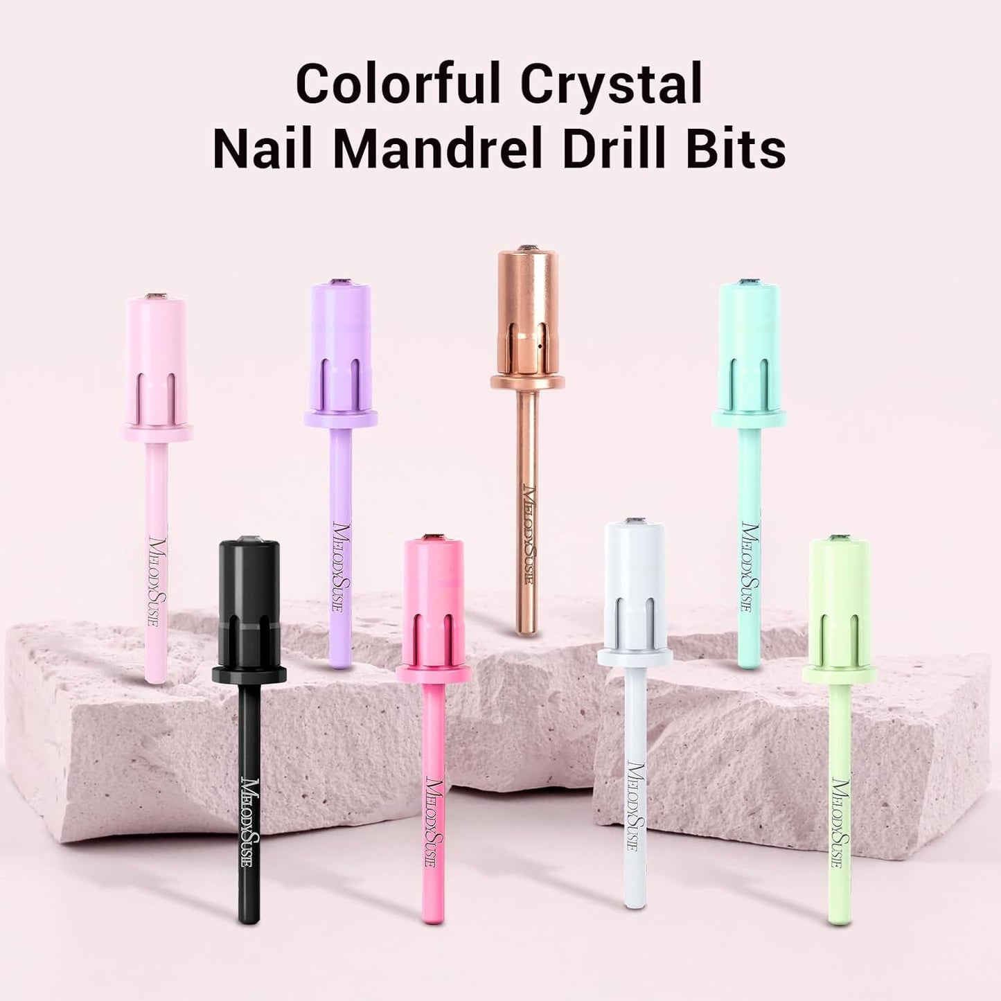 MelodySusie Crystal Top Mandrel Bit for Nails, 3/32'' Easy Off Nail Drill Bits for Sanding Bands, Suitable for Acrylic Nails Gel Manicures and Pedicures, Skylight Blue