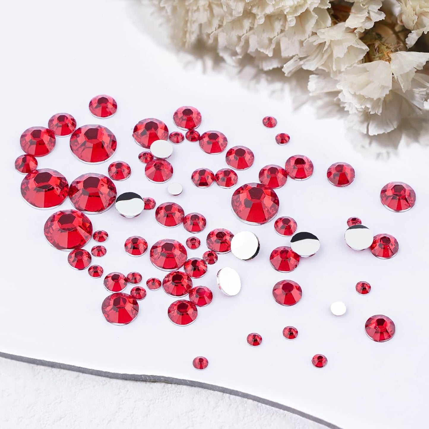 Canvalite 2518Pcs Nail Rhinestones Gems, 12 Styles 3D Glass Red Crystals Charms Shiny Multi Shape Flatback Rhinestones with Gems Picker and Tweezers for DIY Nail Art