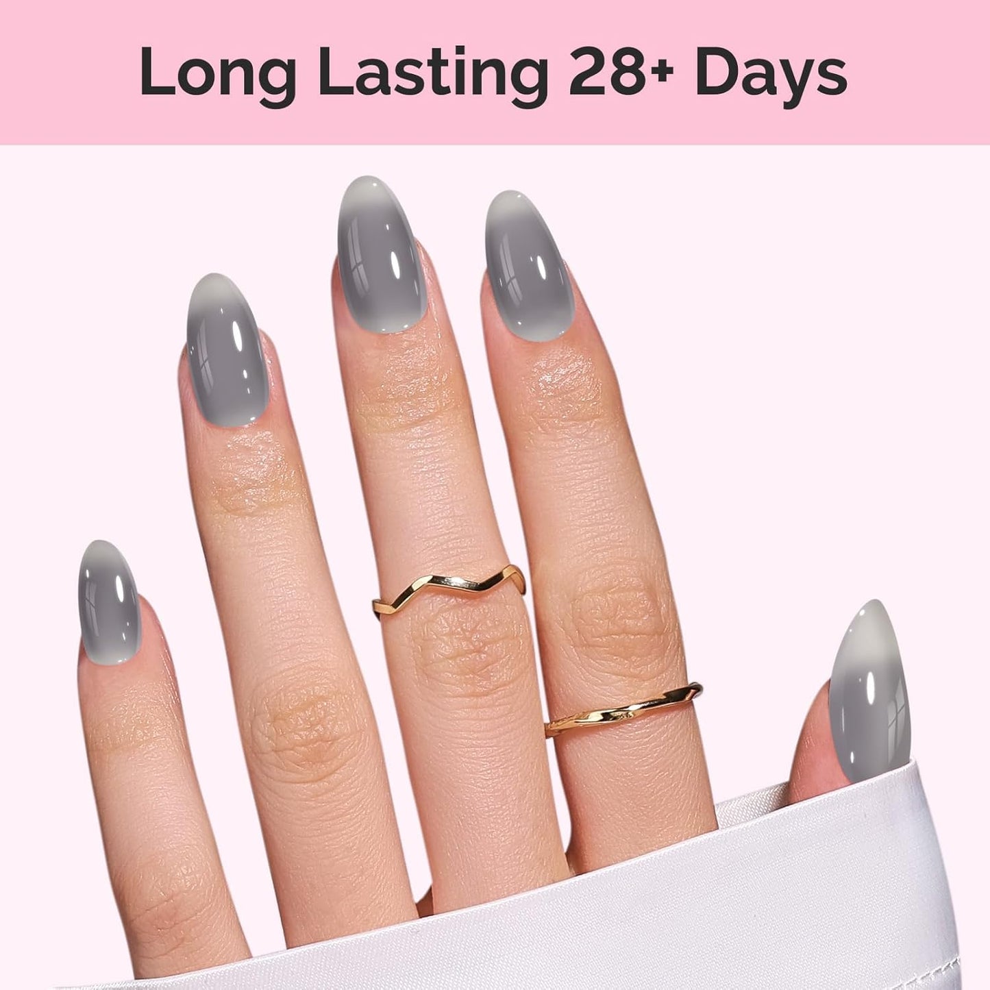 MelodySusie Jeweliver Jelly Gel Polish, 0.5Fl Oz Dark Gray Gel Nail Polish Sheer Neutral Translucent Nude Soak Off UV LED Light Cure Gift for Women Nail Art Manicure DIY at Home JM30