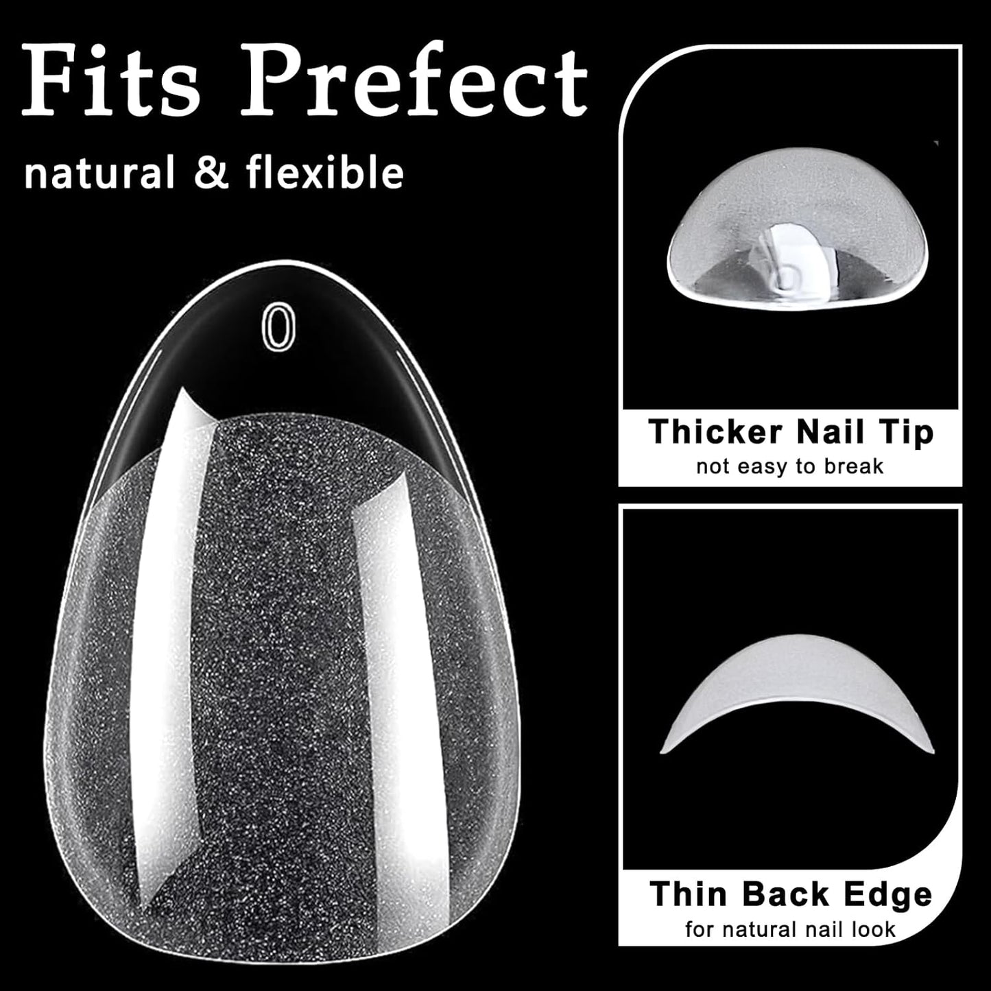 AddFavor 600pcs Short Almond Nail Tips, Soft Gel Nail Tips Almond Short Clear Fake Nails Full Cover Acrylic Nails Tips for Extension Nail Manicure Salon Home DIY