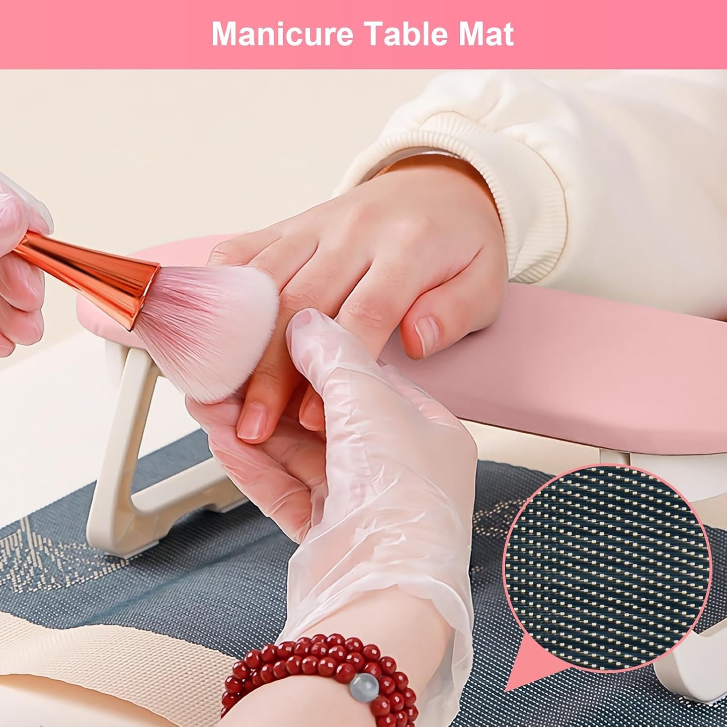 Diesisa Nail Arm Rest, Foldable PU Leather Nail Arm Rest for Nails with Soft Table Mat, Soft Hand Rest for Acrylic Nails/Nail Hand Rest for Manicure Salon Use-Pink