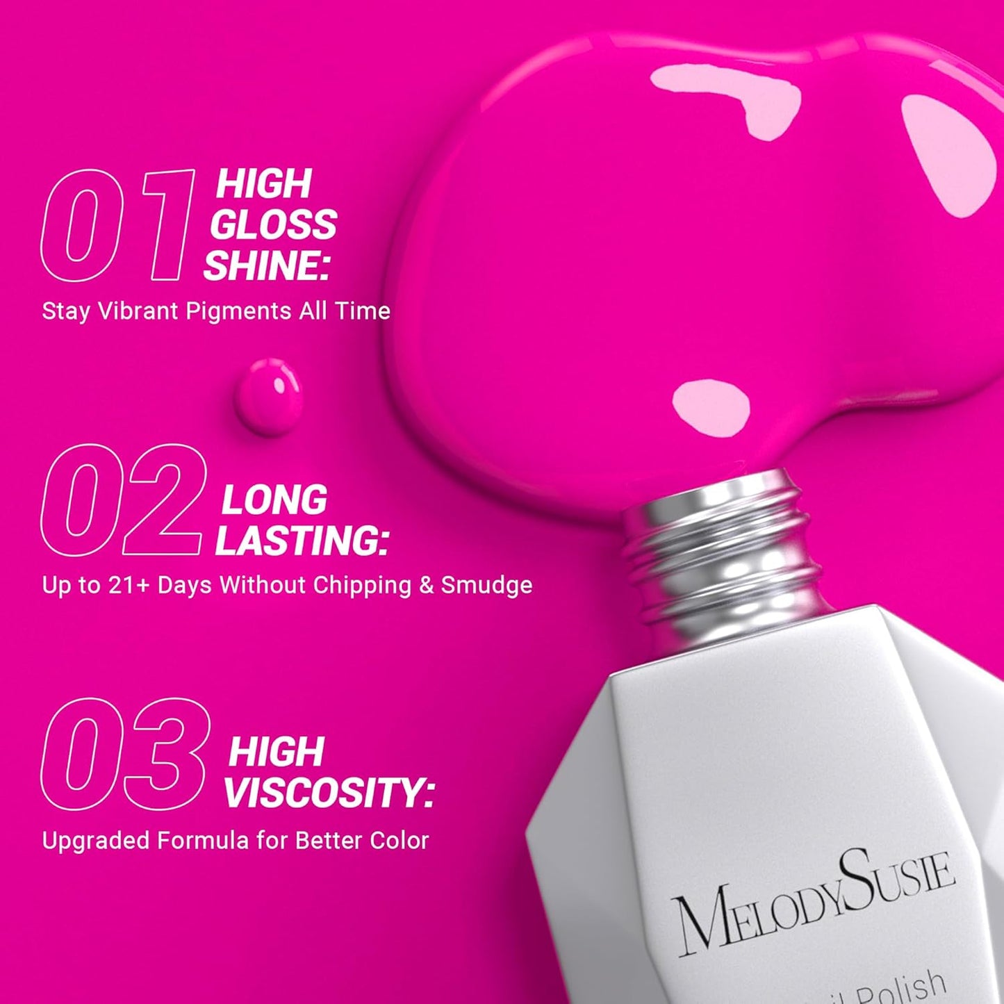 MelodySusie Thick Neon Pink Gel Nail Polish,0.5fl oz Nails Soak Off UV LED Bright Hot Pink Gel Polish Gift for Women Nail Art Manicure Salon DIY Nail Design Decoration at Home-027