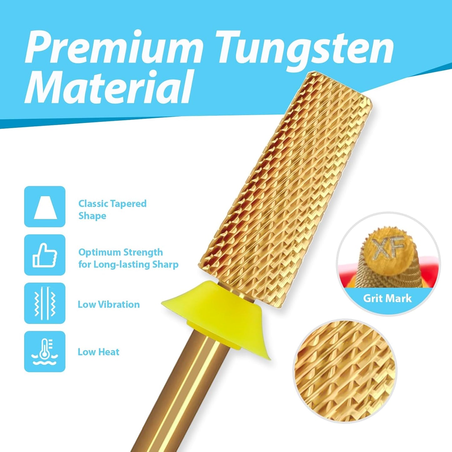 Tungsten Carbide Cross Cut Small Tapered Barrel Nail Drill Bits, Professional 3/32'' Safety Bits, Both Hands Use, Remove Gel Fast, Manicure Pedicure Cuticle Gel Polishing, Extra Fine.