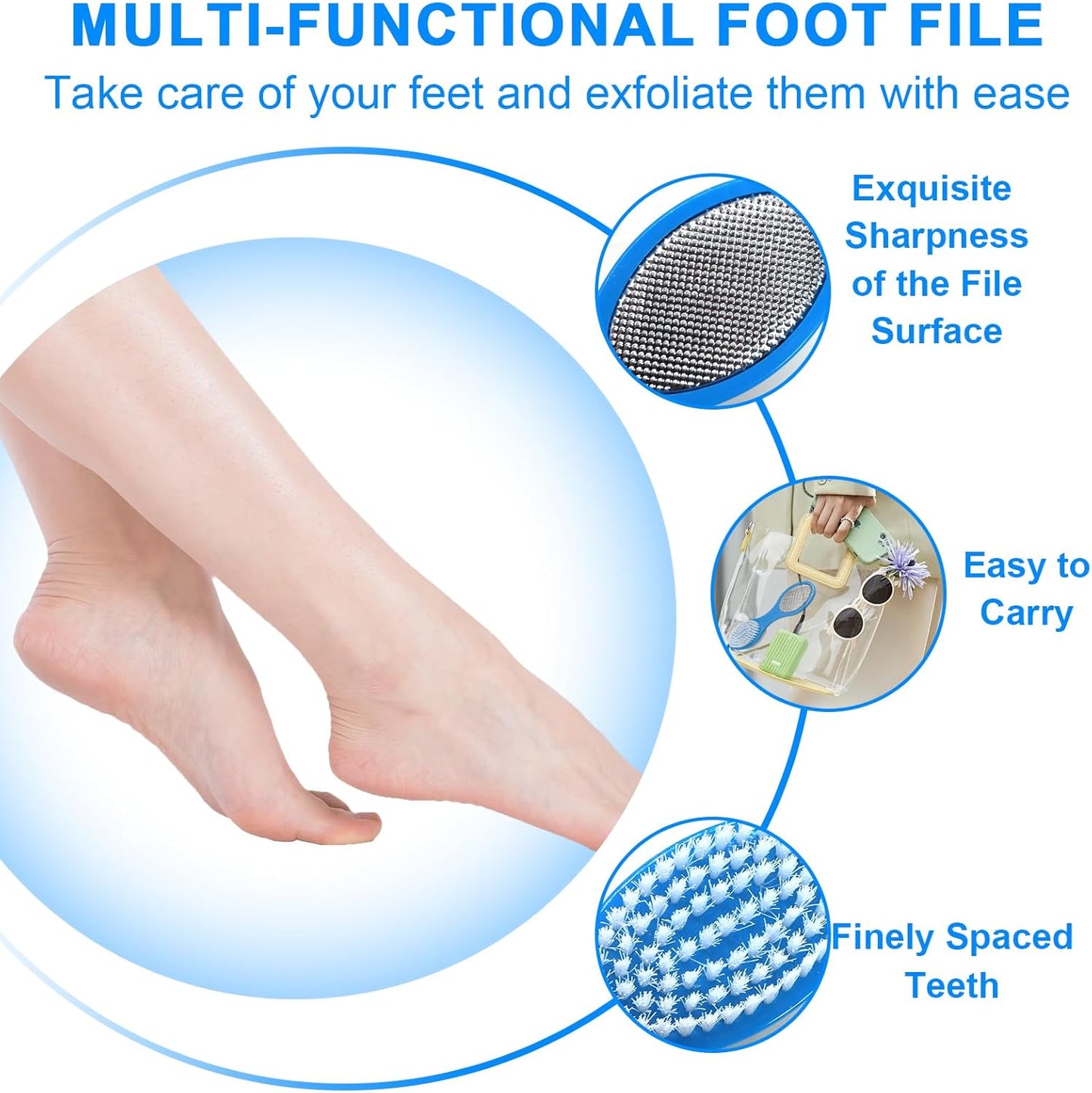 Pumice Stone Brush for Feet 2 Pack Foot Brush Foot Scrubber Foot File Callus Remover 4 in 1 Feet Pedicure Tools for Feet,Pumice Stone, Foot Rasp and Sand Paper