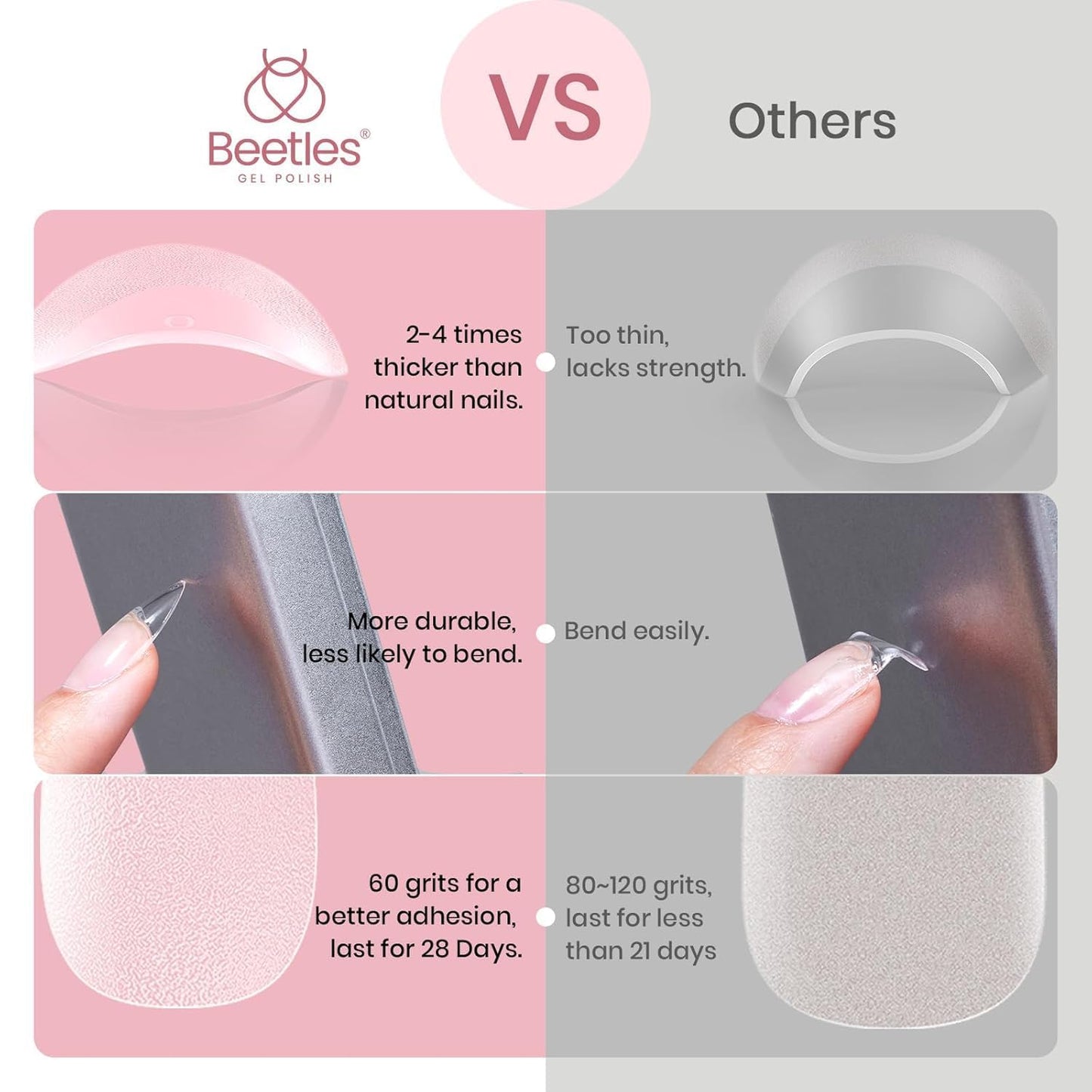 Beetles Extra Short Almond Nail Tips, 12 Sizes 288 PCS Pre-Shaped Clear Full Cover Etch Gel Nail Tips Clear Acrylic Nails Glue on Nails for Girls Women Nail Art Design,Nail Glue Needed