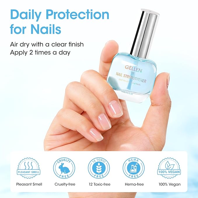 GELLEN Ocean Scent Nail Strengthener, 8-In-1 Pro Care Nail Repair Growth Serum for Thin Damaged Nails, Air Dry Clear Finish, Non-Polish, Keratin Calcium Nourishes Strengthens & Growth