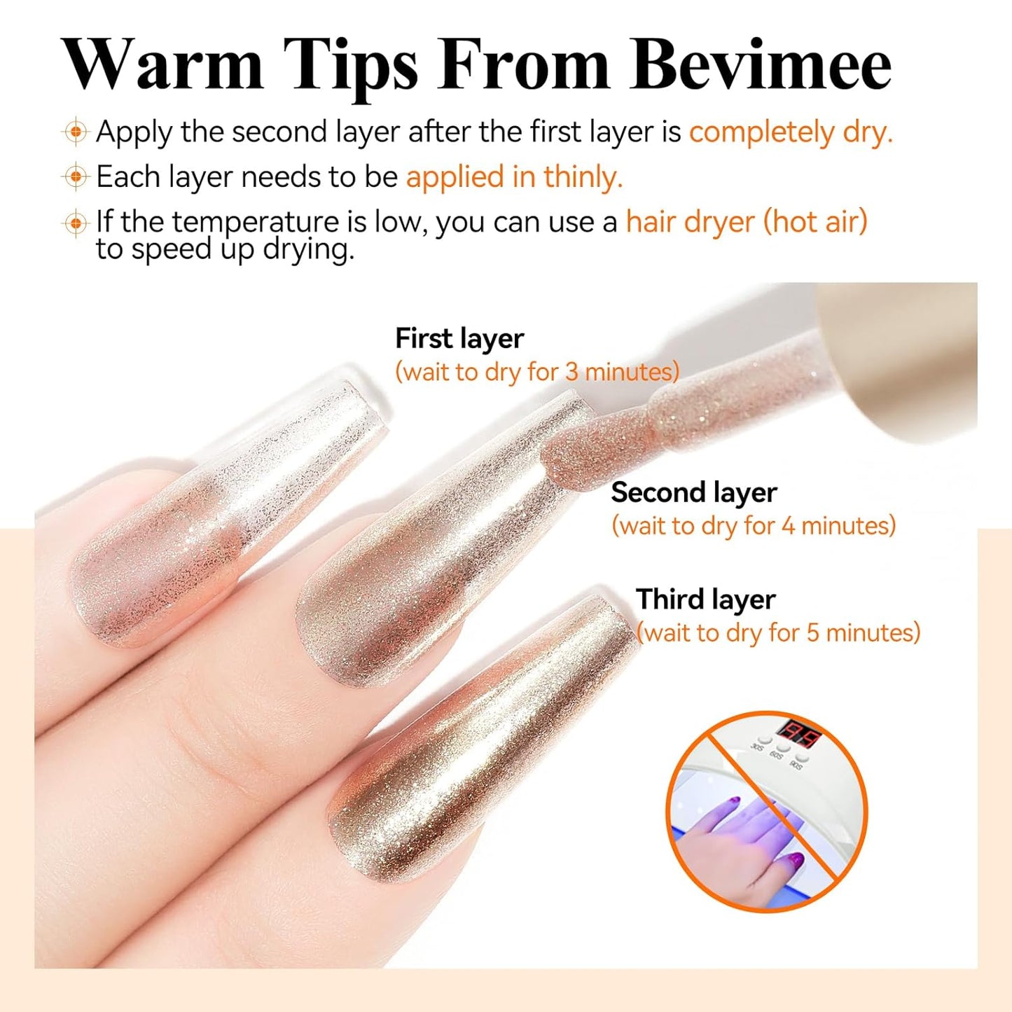 Glitter Nail Polish Quick Dry 12ML, Shimmer Champagne Gold Glitter Nail Polish Sparkly Shine nail polish Holographic Varnish Nail Lacquer Natural Nail Art for Beginner-1PC