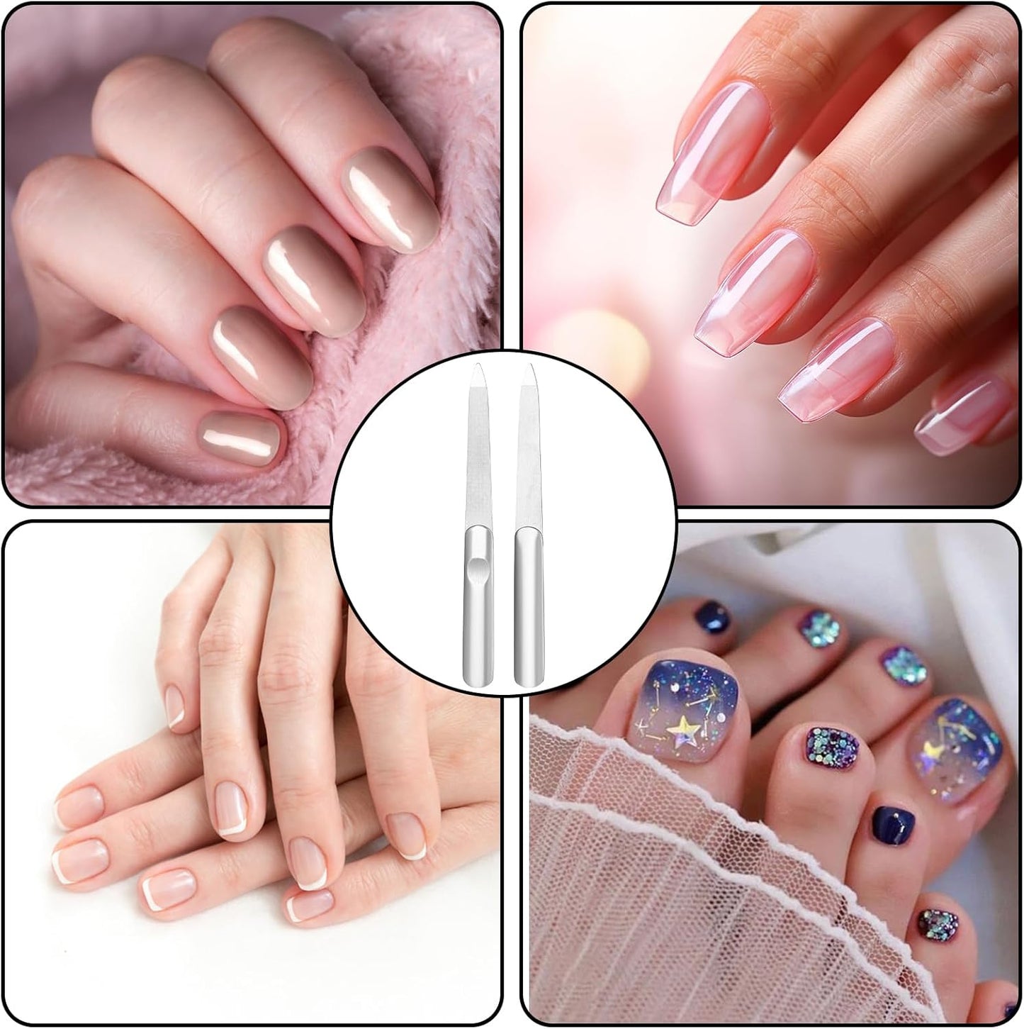 Stainless Steel Diamond Nail File,Double Sided Metal Fingernail Files for Women for Natural Nails Manicure Pedicure