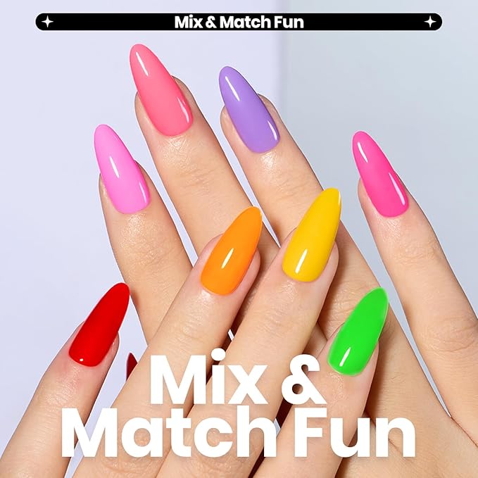Beetles Glitter Neon Nail Polish Set - 12 Colors Hot Pink Blue Purple Rainbow Rright Glitter Nail Polish Set, Air Quick Dry DIY Fingernail Art Set Christmas Salon Home Gift