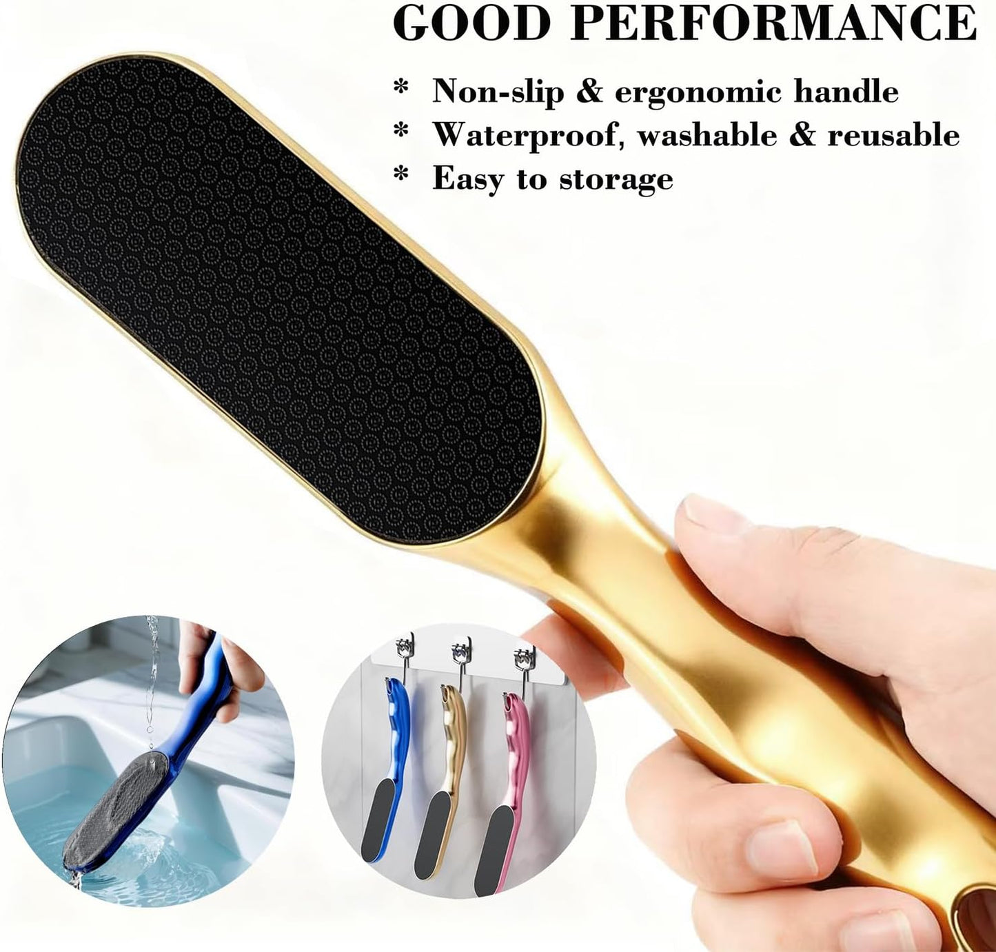 Nano Glass Foot File, Hard Skin Callus Remover with 1PCS Feet Cream, 2Pairs Moisturizing Heel Socks, Professional Foot Care Kit Keep Your Feet Smooth, Gold