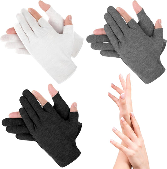 3Pair Touchscreen Cotton Gloves for Eczema and Dry Hands - Moisturizing Gloves SPA Overnight, Washable Lotion Hand Spa Treatment Gloves Repair Rough Cracked Dry Chapped Hands Skin for Women