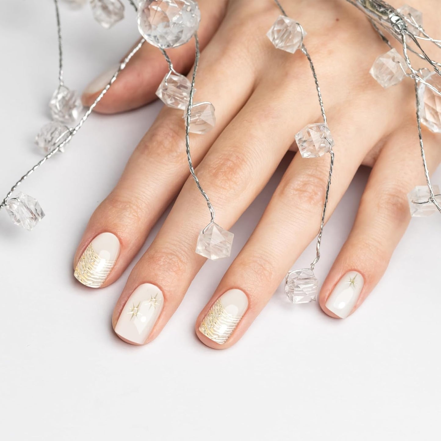 Semi Cured Gel Nail Strips-Salon Quality Semi-Cured Gel Press On Nails Stickers Quick DIY Nail Art Manicure Kits for Women at Home, Works with Any UV/LED Lamps(Sparkle Glam)