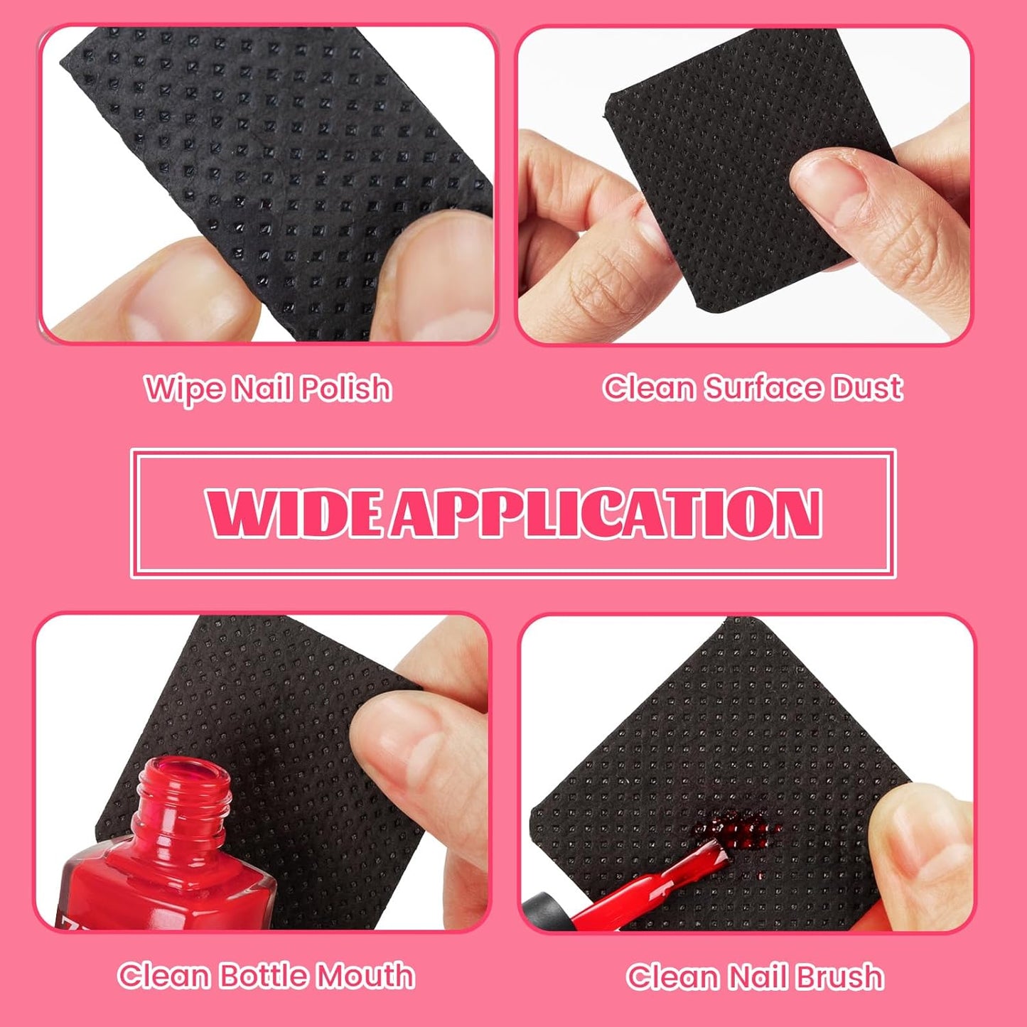 MAYEEN Lint Free Nail Wipes 400PCS Non-Woven Fabric Nail Polish Remover Wipes No Lint Nail Wipe for Gel Nails Eyelash Extensions Glue Cleaning Pad Nail Supplies