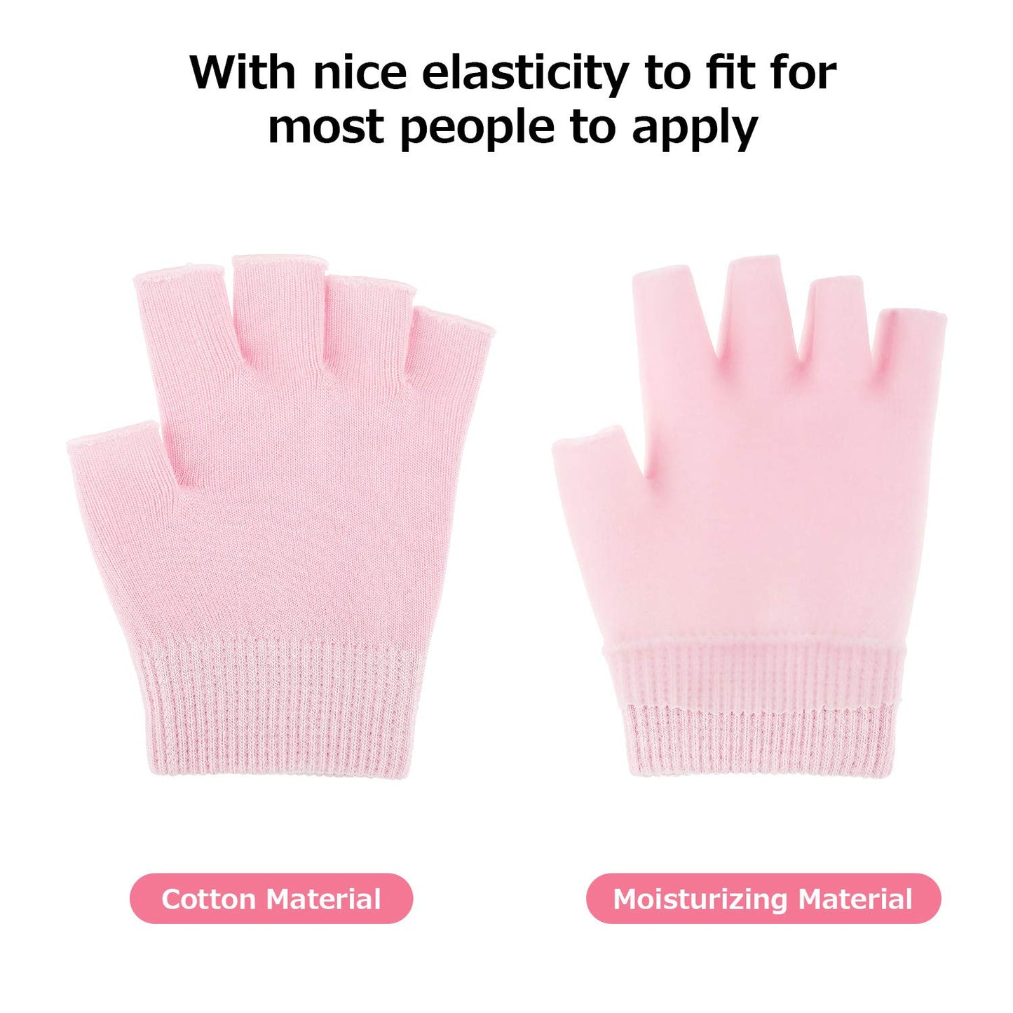 2 Pairs Fingerless Moisturizing Gloves Fingerless Gloves for Women Cotton Soft Moisturizing Eczema for Dry Rough and Cracked Hands Repair Arthritis Hand Typing for Men and Women (Pink)