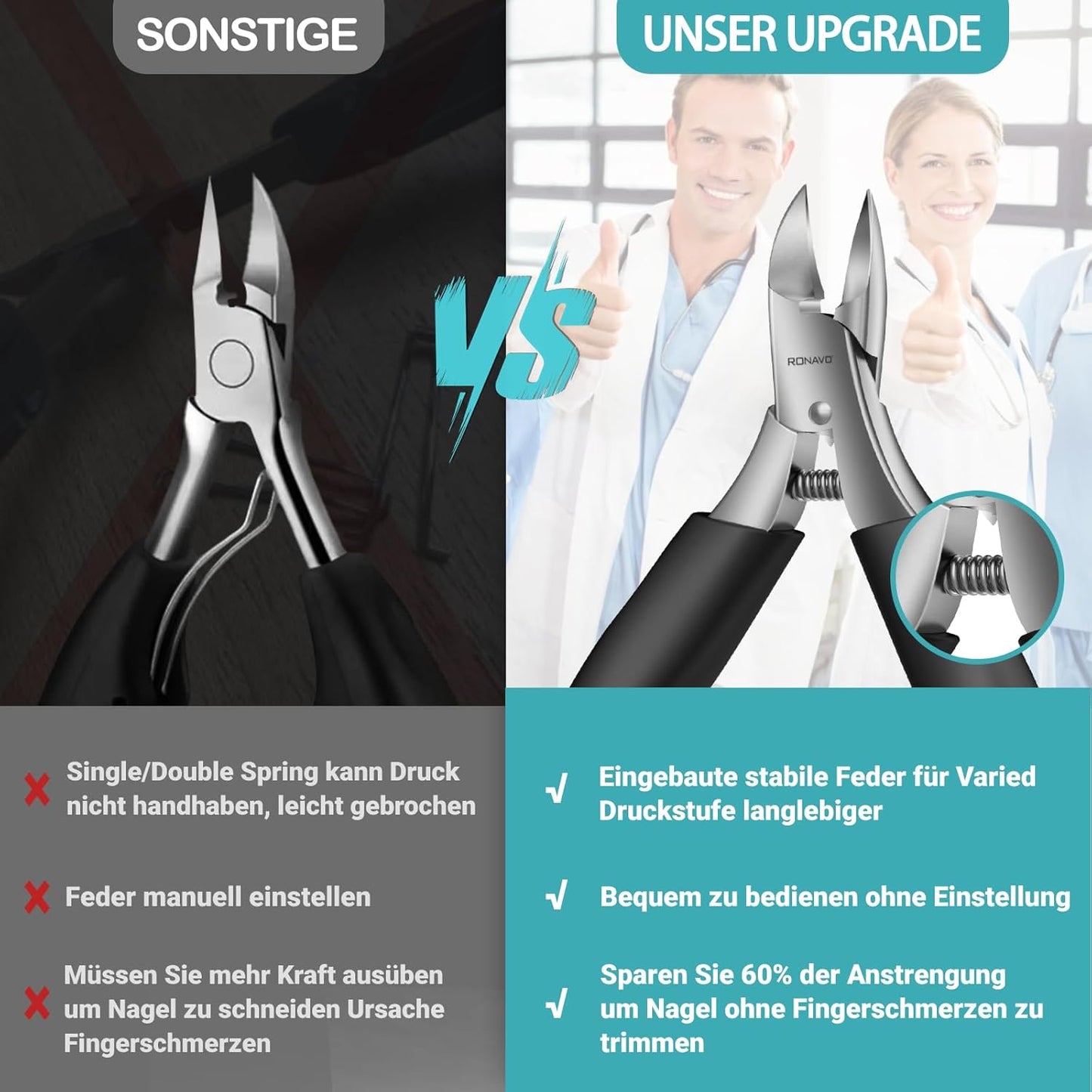 Toenail Clippers for Ingrown & Thick Toenails - Heavy Duty Toe Nail Clippers for Remove Side Ingrown Toenail with Angled Sharp Blades, Professional Pedicure Tool with Long Handle for Seniors & Men