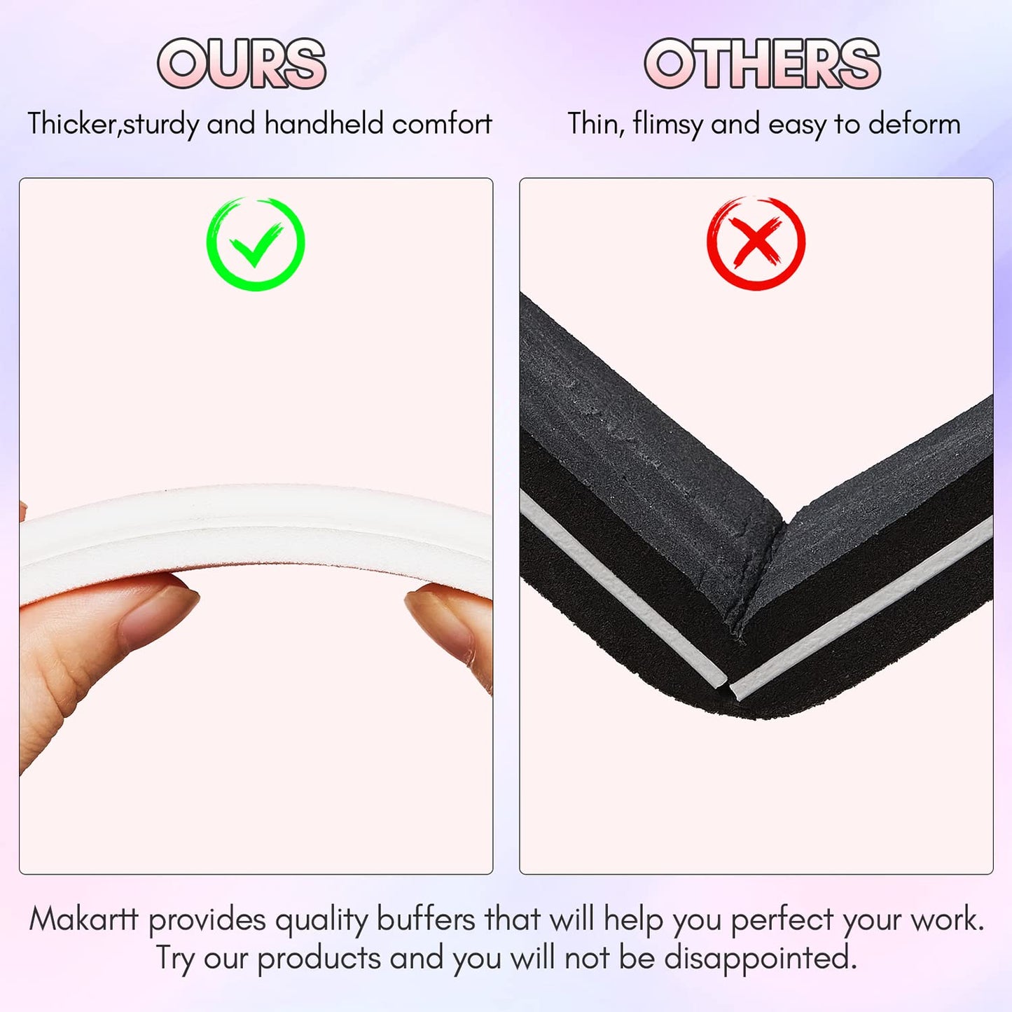 Makartt Nail Buffer Block, 100/180 Grit Sponge Nail Files, 10pcs Double Sides Pink Nails Sanding Filer for Acrylic Gel, Professional Manicure Art Buffering Kit for DIY Salon Use