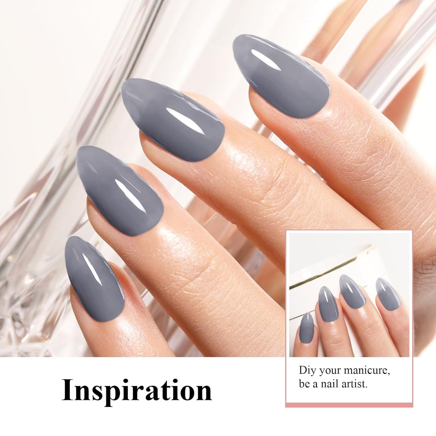 Imtiti Jelly Gel Polish, 15ML Sheer Grey Jelly Gel Nail Polish Translucent Spring Summer Nail Gel Polish LED UV Gel Nail Polish for Nail Art DIY Manicure