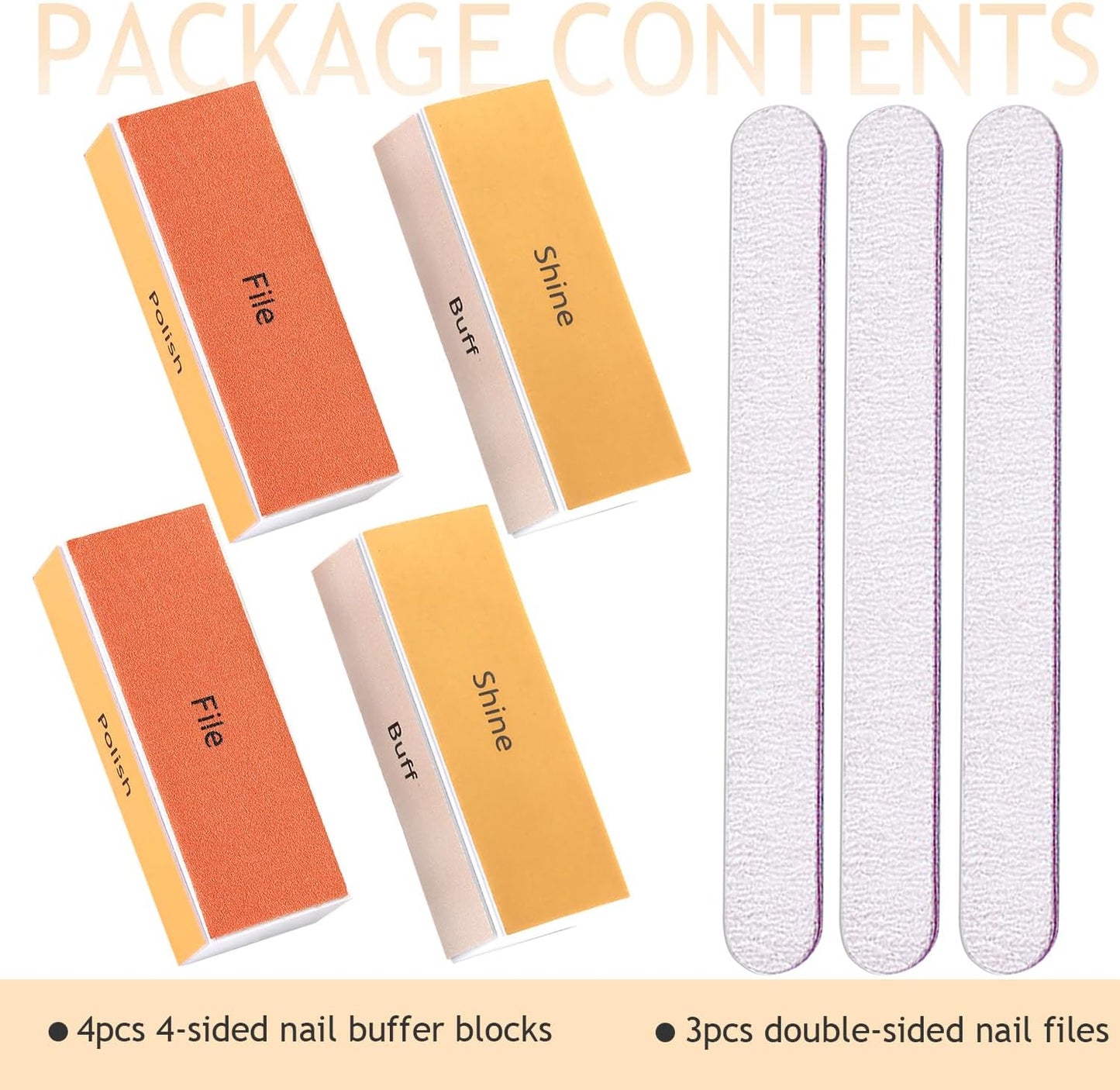 Nail Buffer and Shine Kit, 4 Sided Nail Buffer Block Nail Files for Natural Nails Buffing Sanding Polishing Fingernail Smoother Block 100/120/240/600/3000 Grit Nail Filer Manicure Tools