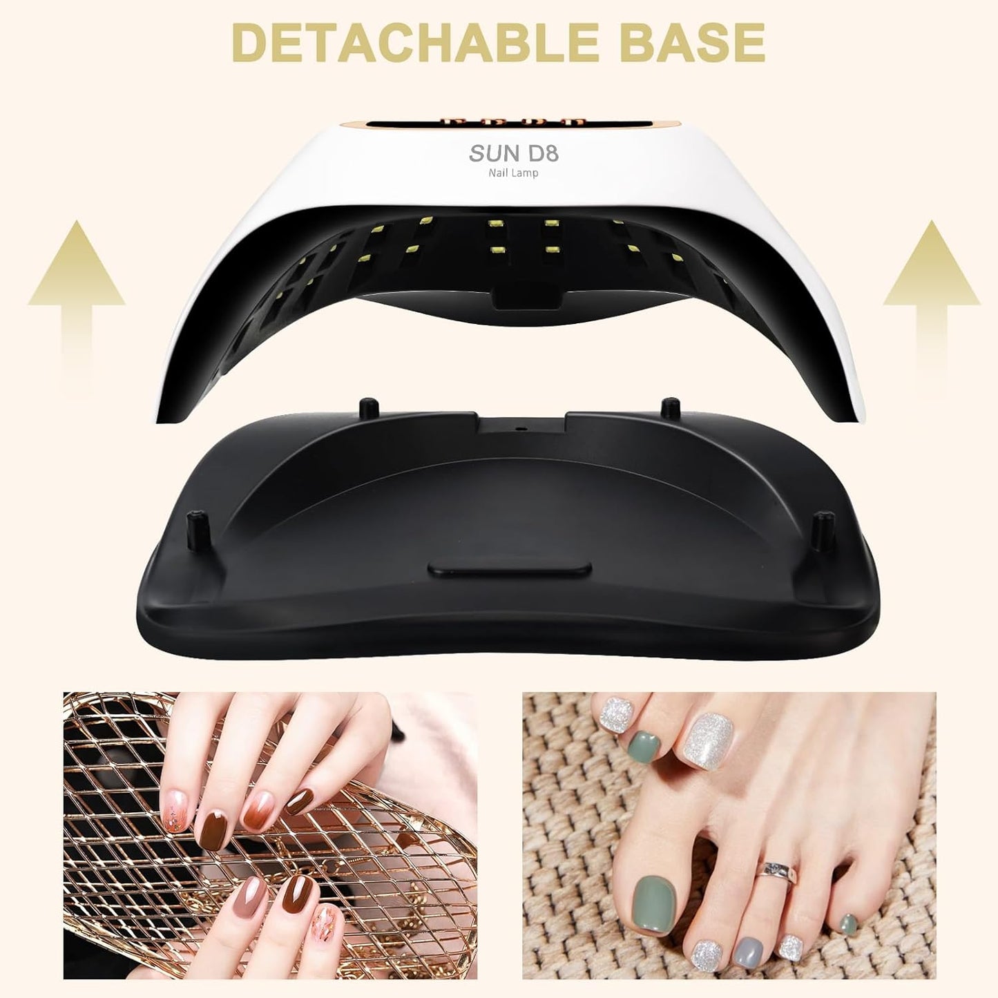 Wisdompark 268W UV LED Nail Lamp, Nail Dryer for Gel Polish, 4 Timers Curing Lamp Professional Nail Light, 66Pcs Uv Beads and Automatic Sensor (Gold)