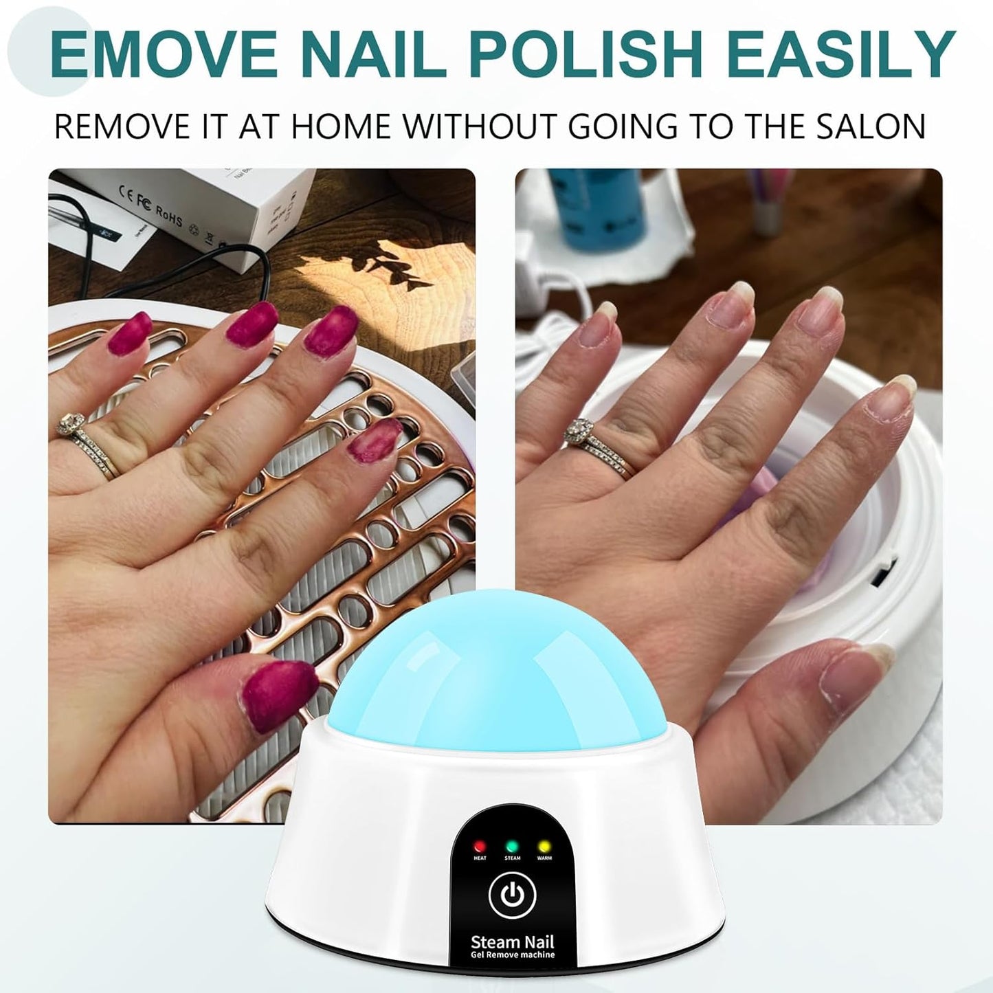 Nail Soaking Bowl, Electric Soak off Bowl Manicure Soaker for Gel Nail Polish Remover, Acrylic Nails, Dip Powder Removal, Blue
